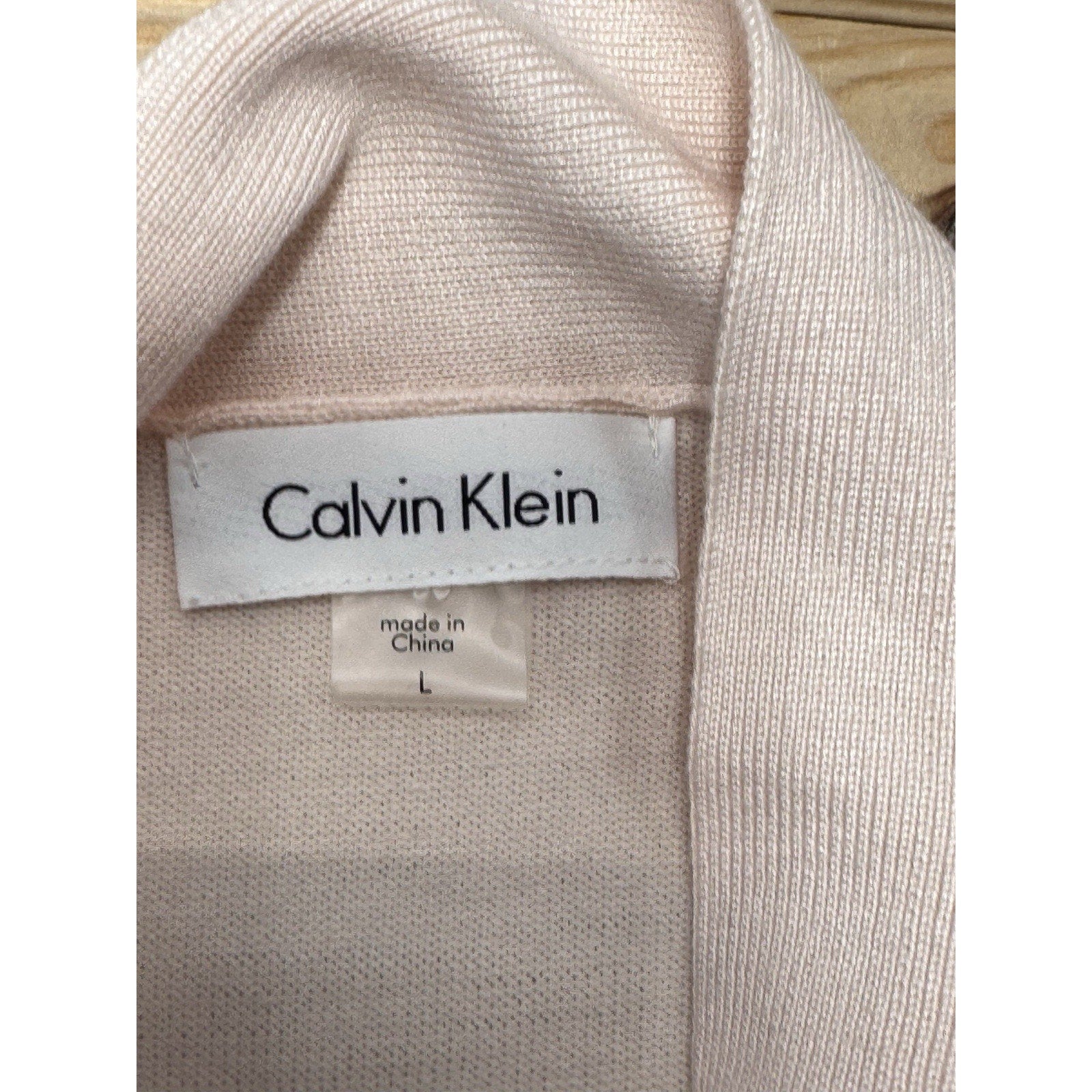Calvin Klein Cropped Open Front Blush Punk Cardigan Flutter Women’s Size Large