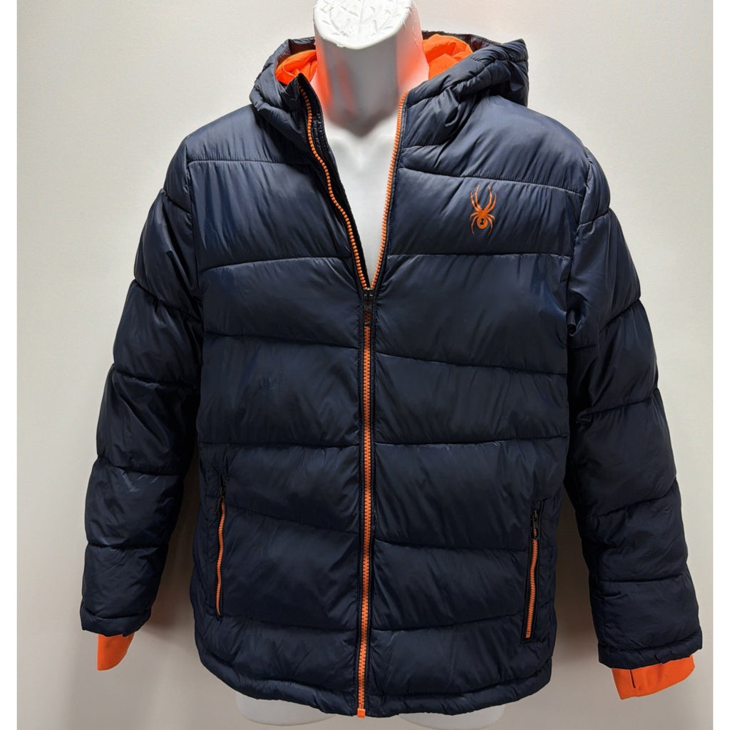 Spyder Blue Nexus Insulated Hooded Puffer Jacket Coat Teen 14-16 L