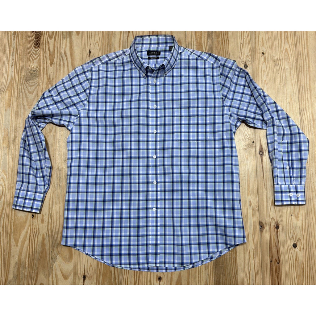 Lauren Ralph Lauren Black Label Men’s Plaid Stretch Button Up LS Shirt Size XL