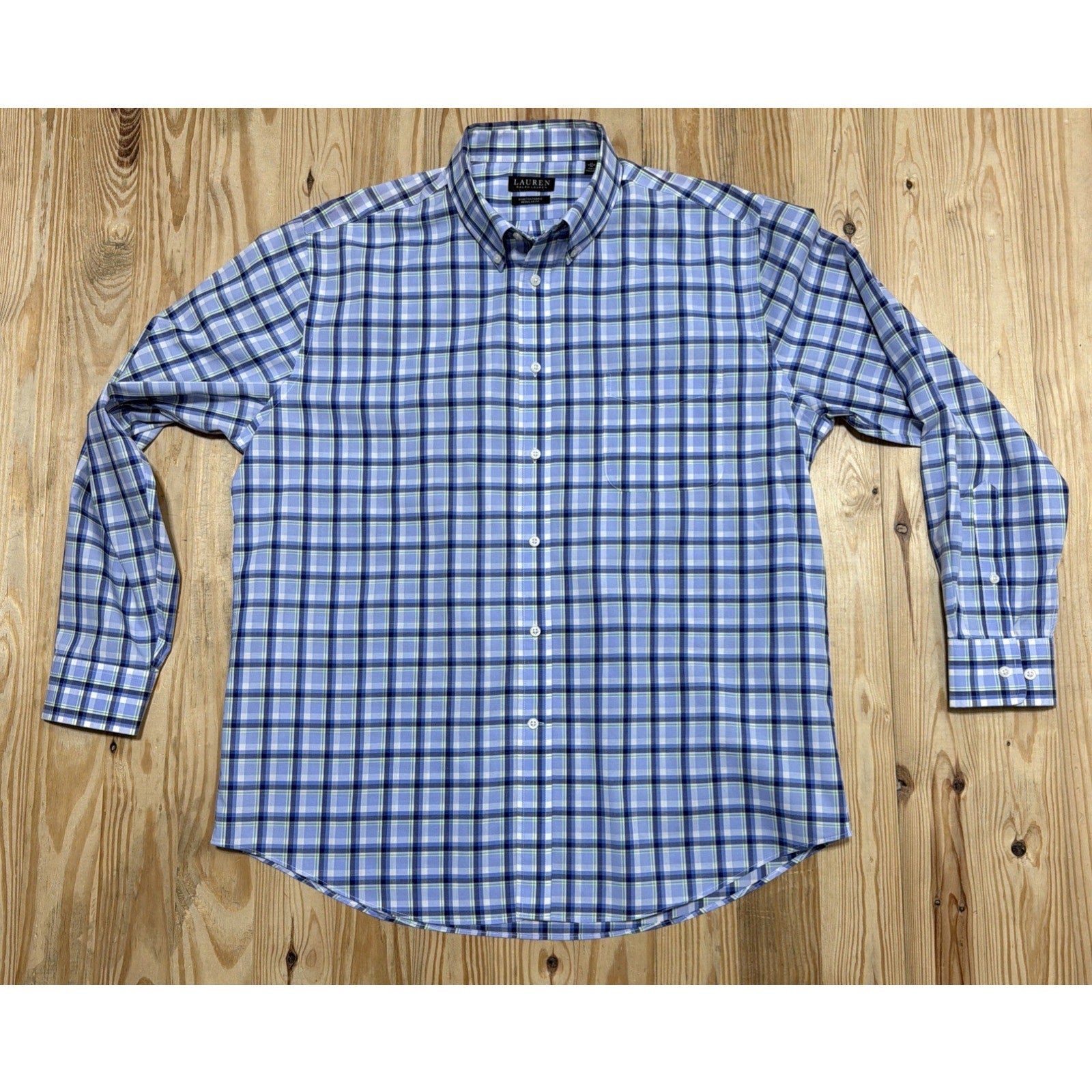 Lauren Ralph Lauren Black Label Men’s Plaid Stretch Button Up LS Shirt Size XL