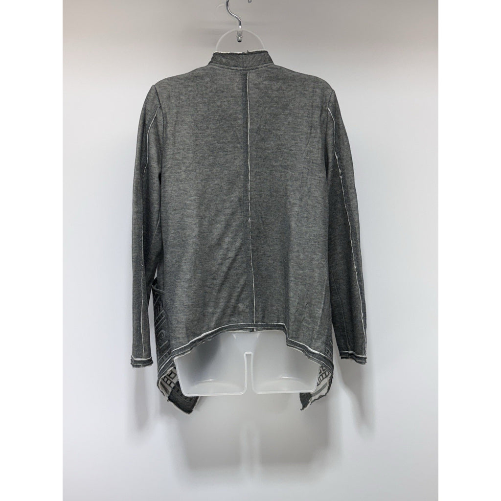 Monoreno Womens Cardigan Sweatshirt Open Front Embroidered Medium Gray NWT