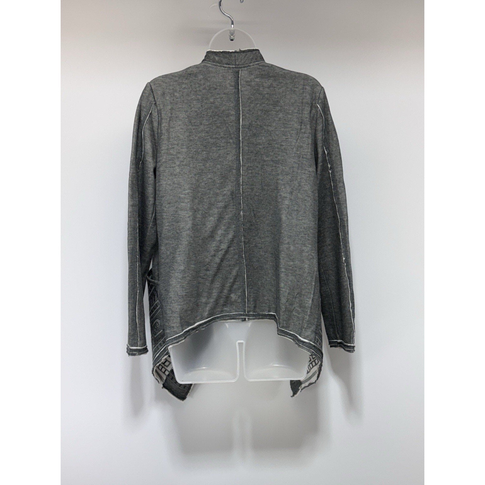 Monoreno Womens Cardigan Sweatshirt Open Front Embroidered Medium Gray NWT