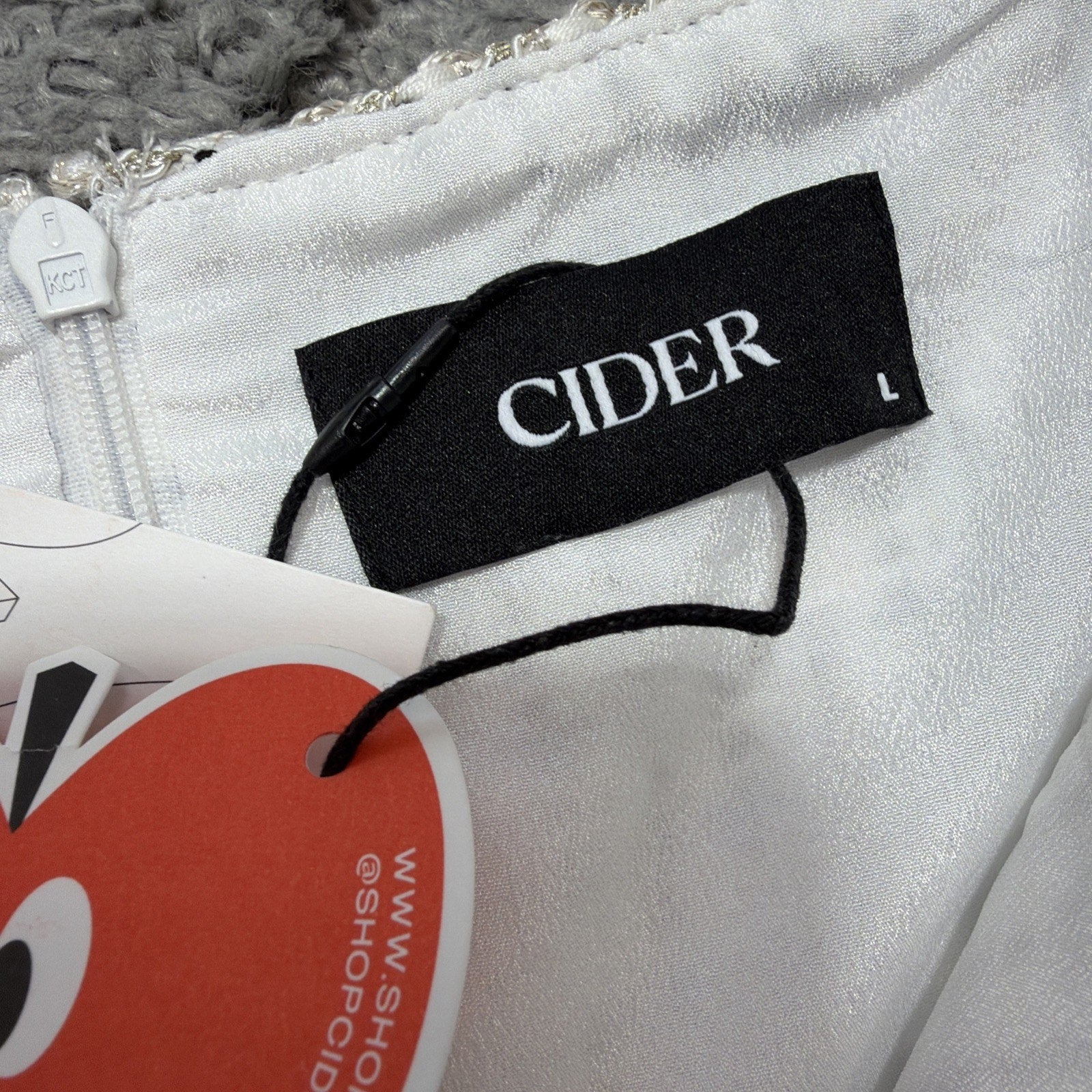 CIDER Women’s L Tweed Mini Dress Black White Plaid Square Neck Sleeveless NWT
