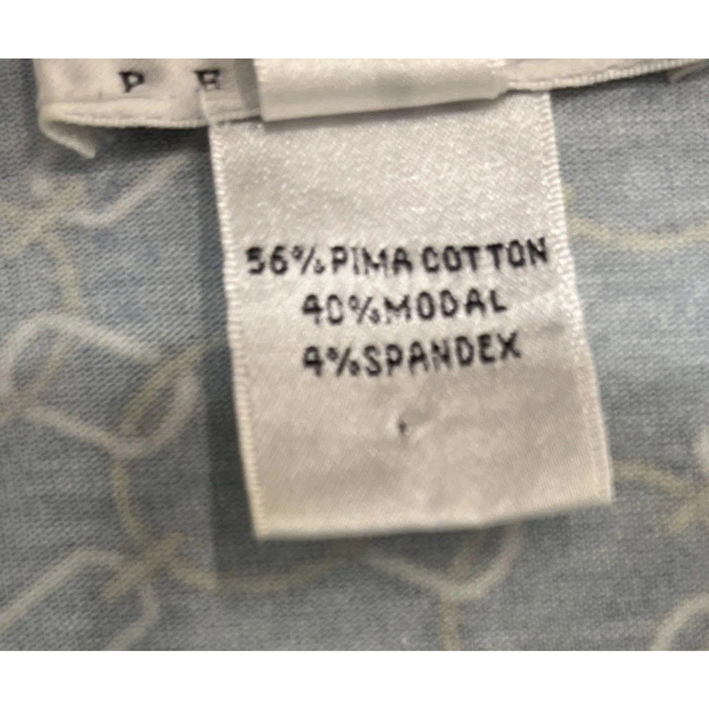 Women's Small Talbots Blue Chain Link Design 3/4 Sleeve Knit Blouse