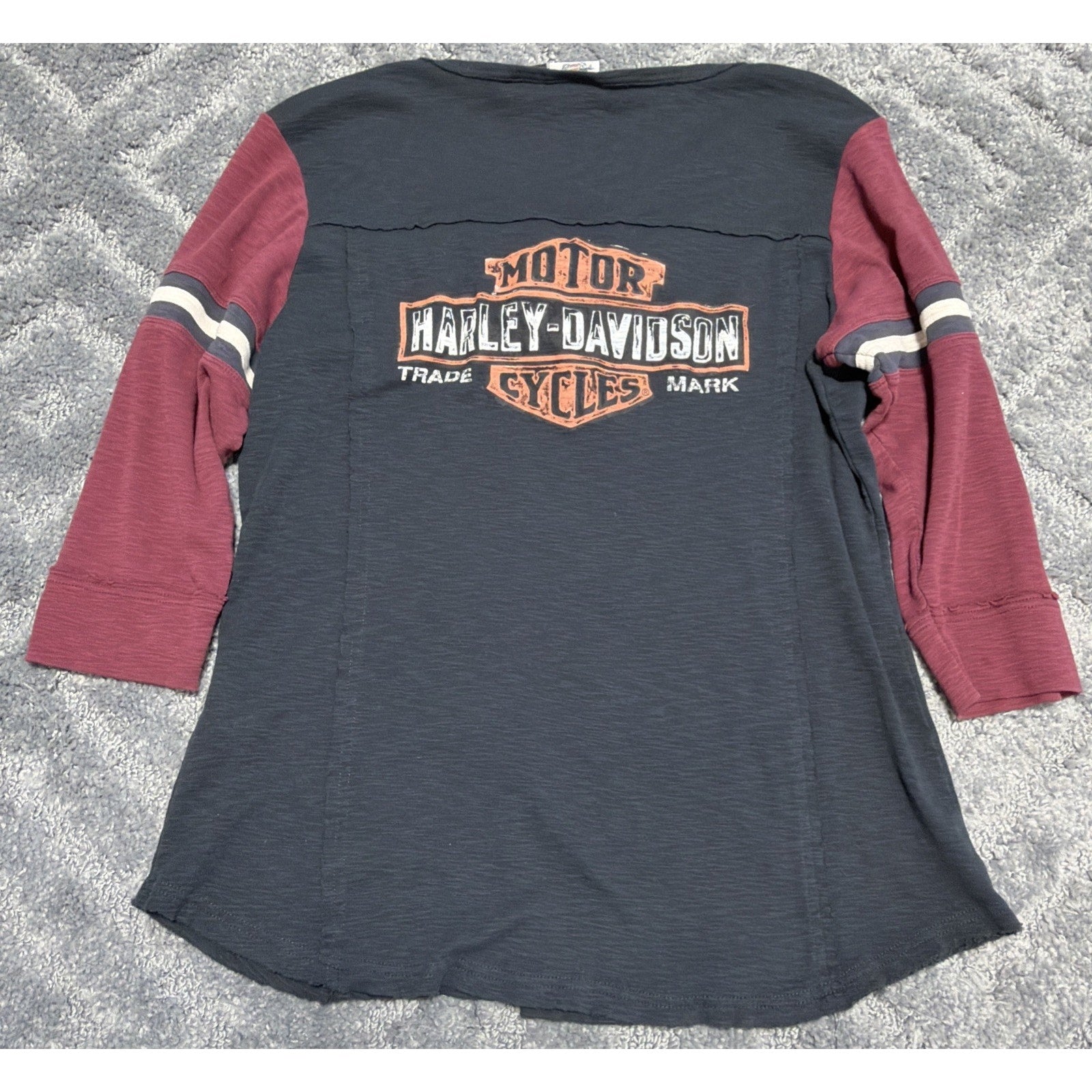 Vintage Y2K Harley Davidson Black Indie Grunge Long Sleeve Biker Shirt XL