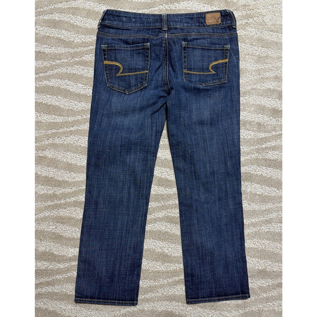 Womens AE American Eagle Artist Cropped Capri Stretch Dark Crop Denim Jeans 4 R