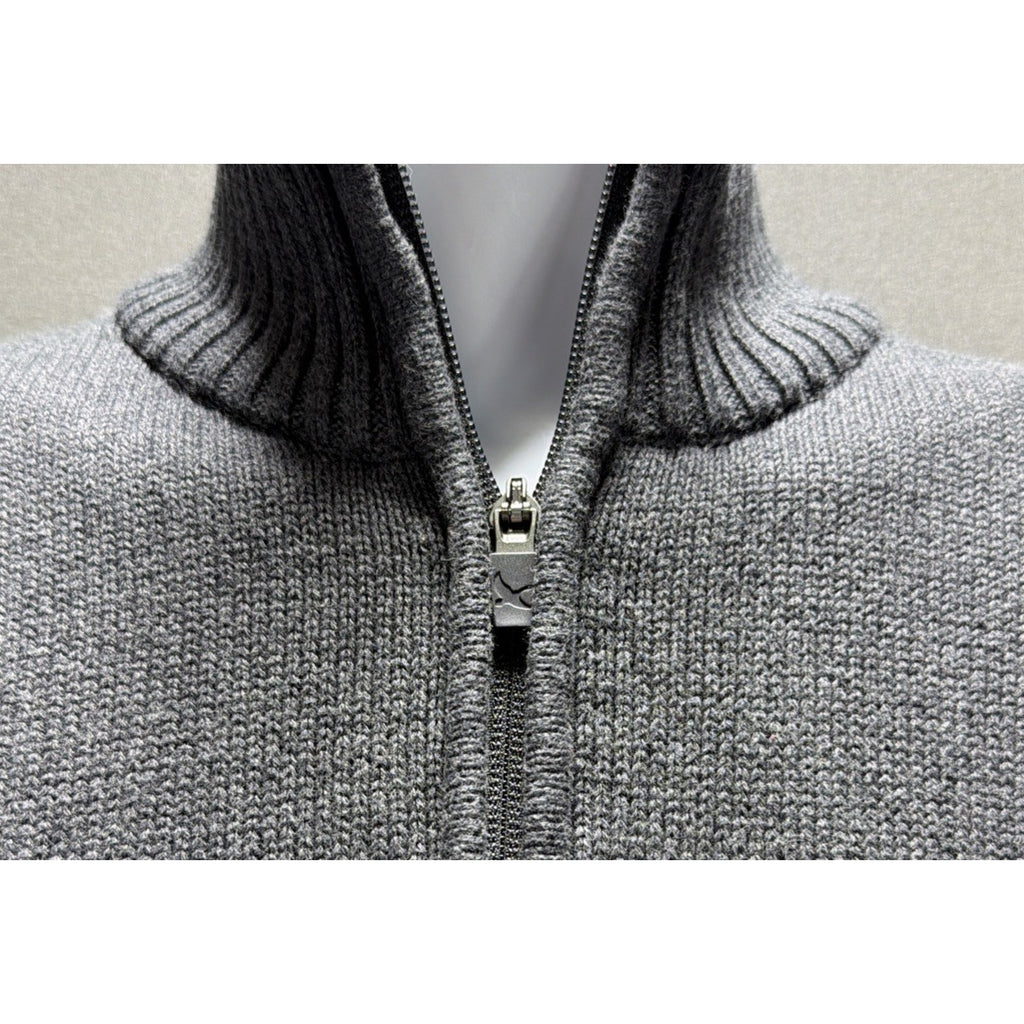 Eddie Bauer Mens Gray/Red Long Sleeve Mock Neck 1/4 Zip Sweater Size XL Tall