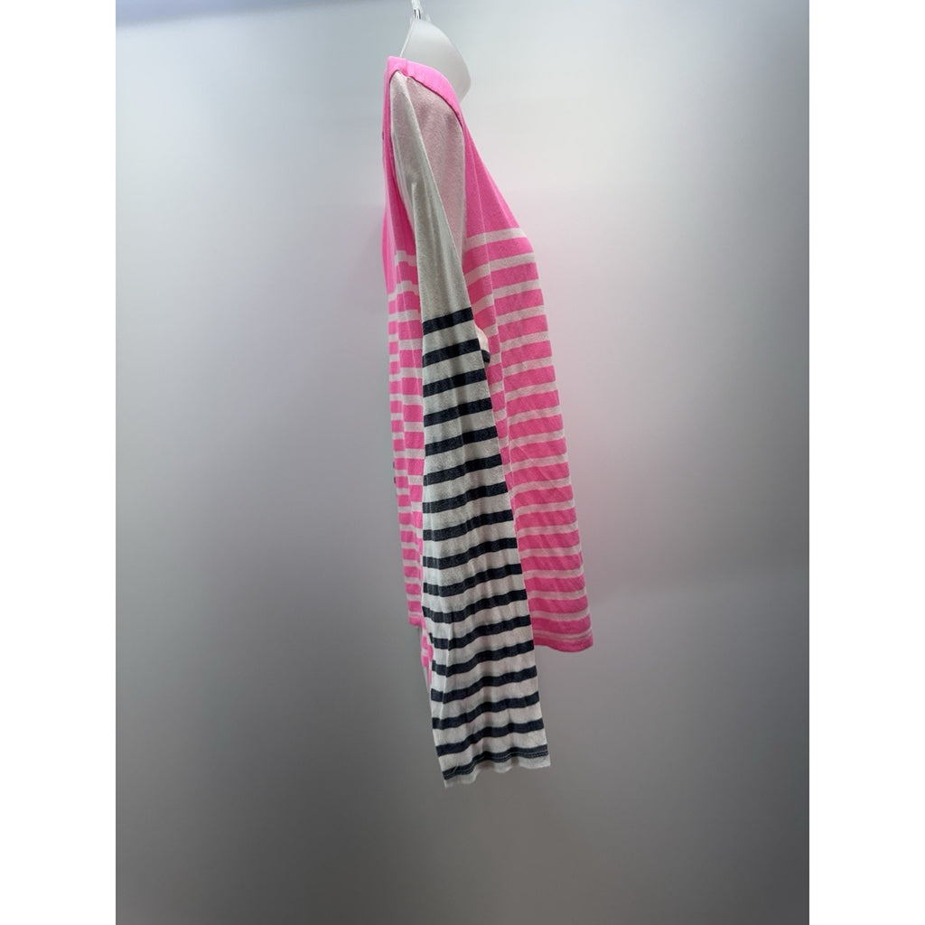 J. Crew Printed Colorblock Striped Top Pink White Blue Women’s Size XL