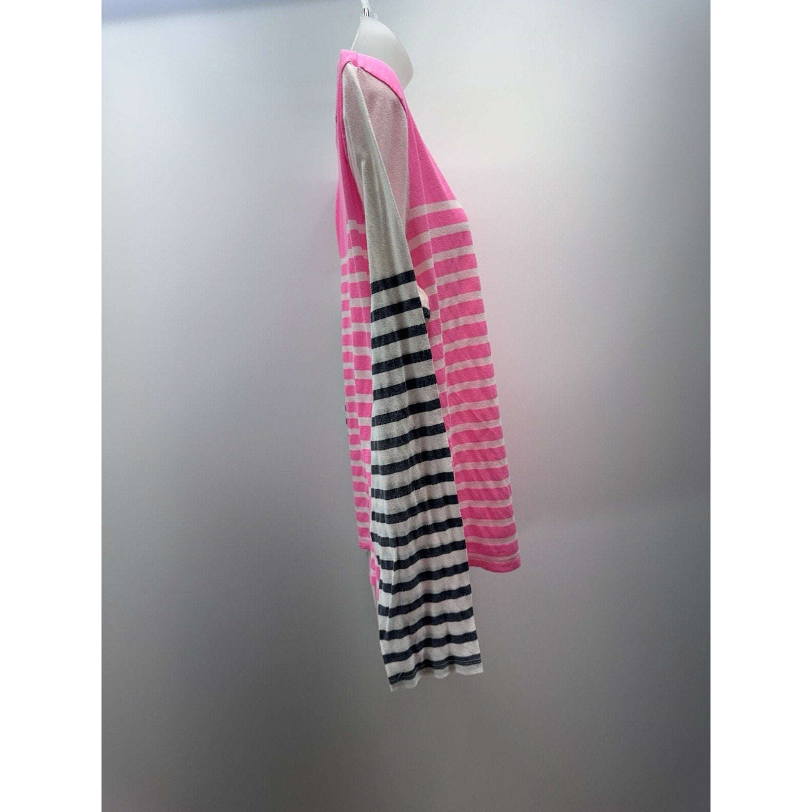 J. Crew Printed Colorblock Striped Top Pink White Blue Women’s Size XL