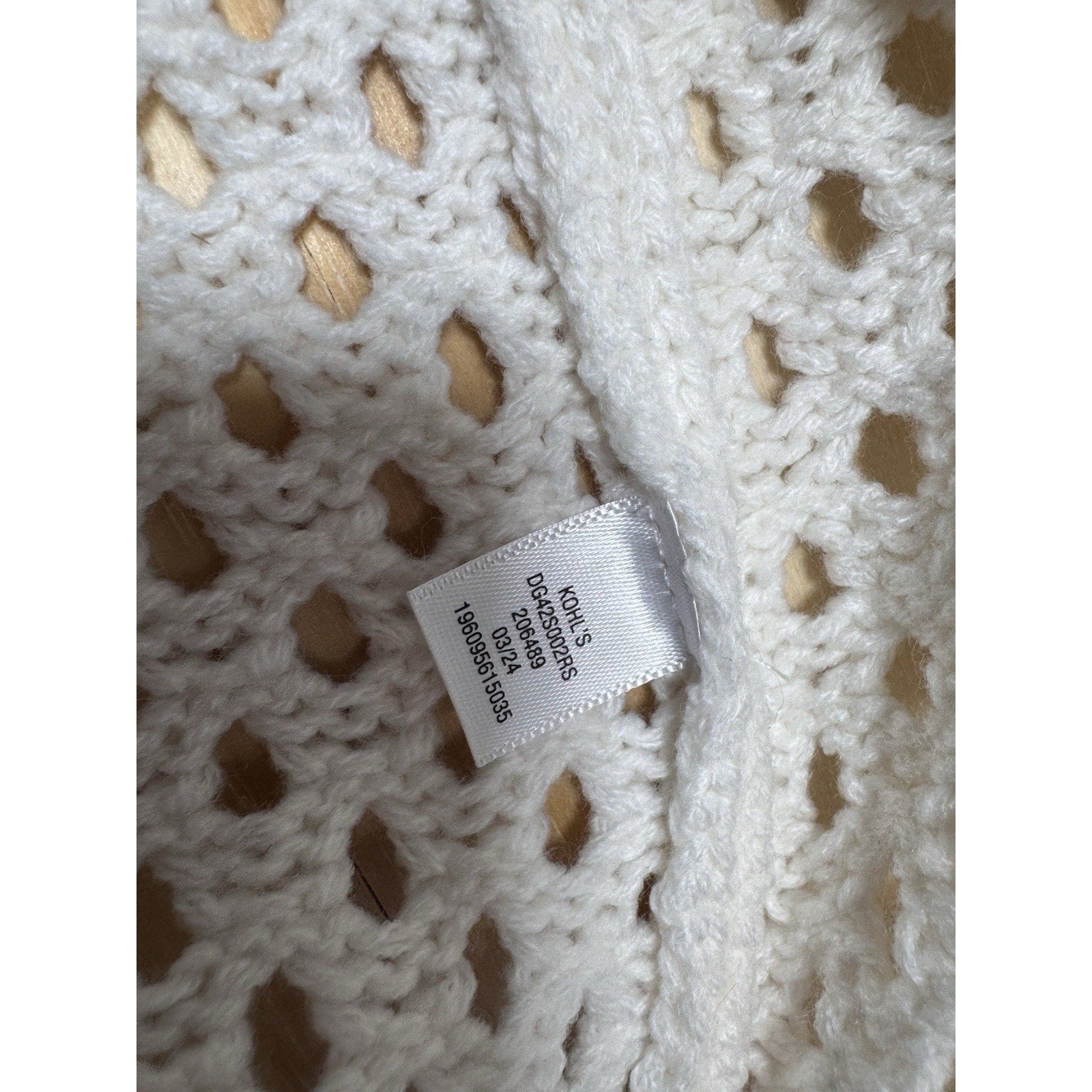 SO Girls Crochet Open Knit Cardigan Cream L 10-12 Boho Lightweight NWT