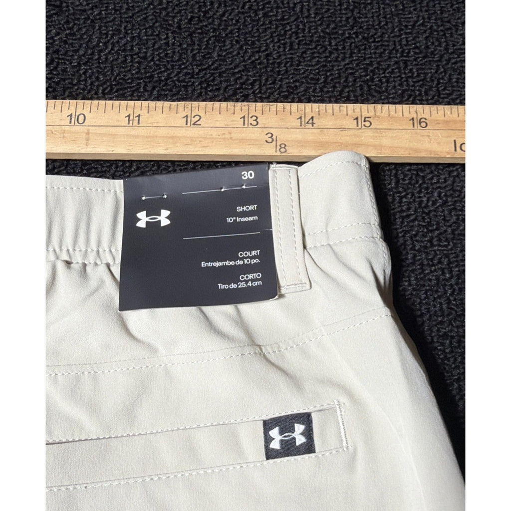 Under Armour Golf Shorts Mens 30 Biege UA Drive Performance 10" Inseam 1364409