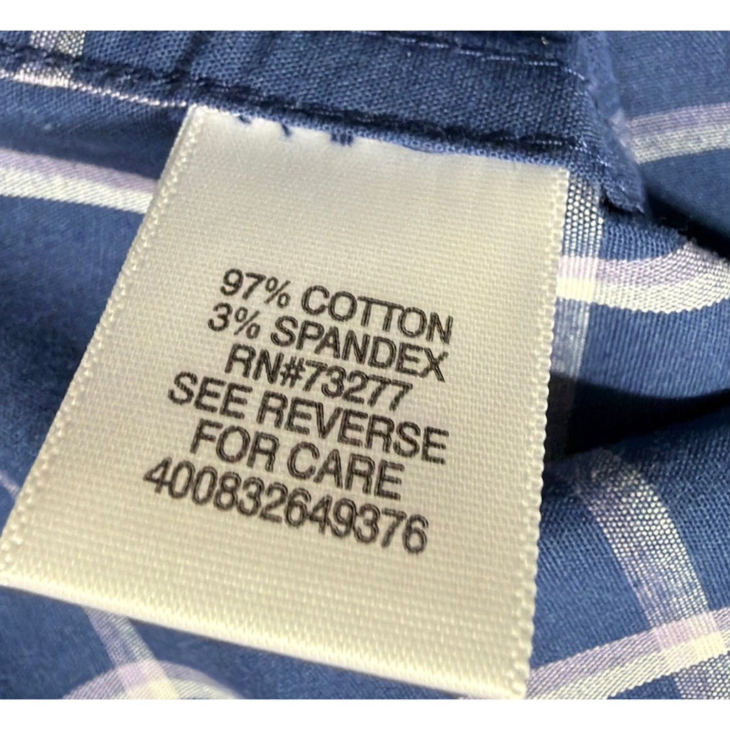 Sonoma Mens The Perfect Length Shirt Large Button Up Plaid Blue Shirt Preppy