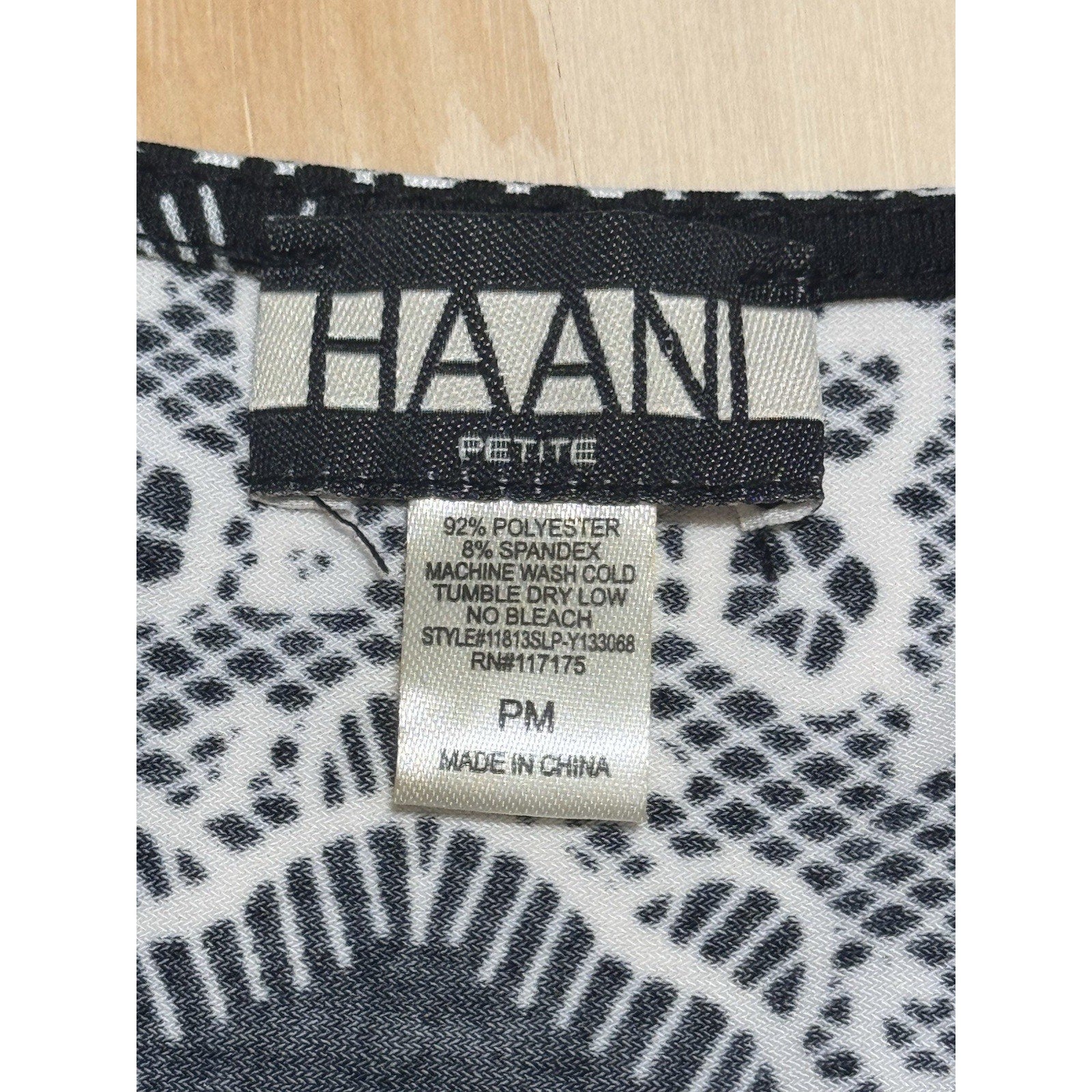 HAANI Petite PM Black White Lace Print Shift Dress Beaded Neck Sleeveless NWT