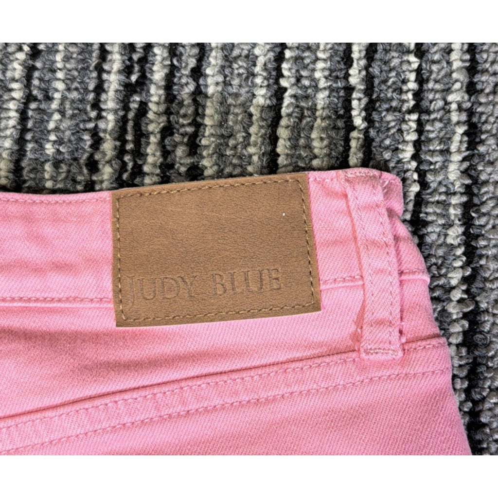 Judy Blue Jeans Women 7/28 Pink High Waist Garment Dyed Wide Leg Crop Pants