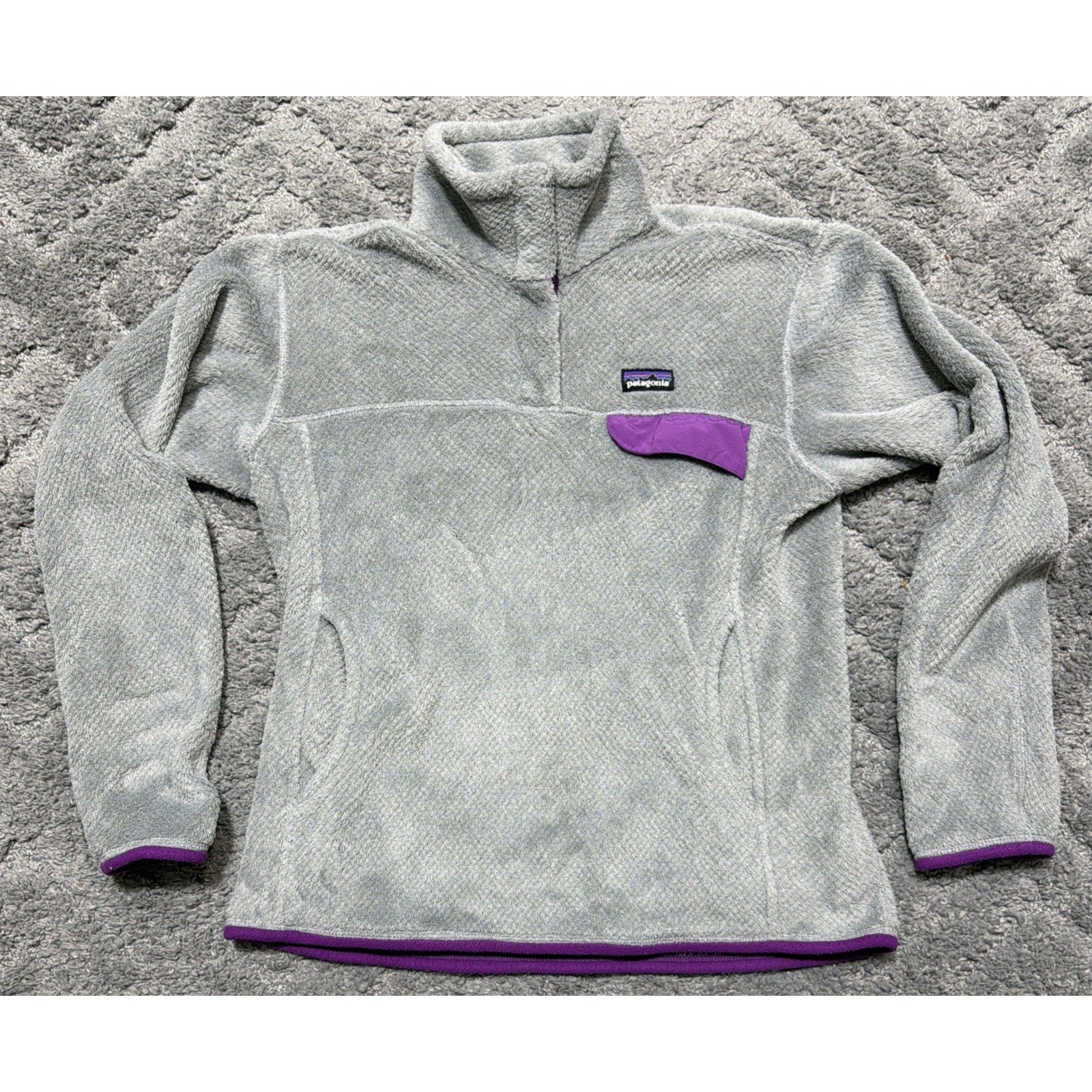 Patagonia Women's Soft Fleece Re-Tool Snap-T Pullover Jacket Gray Purple Medium