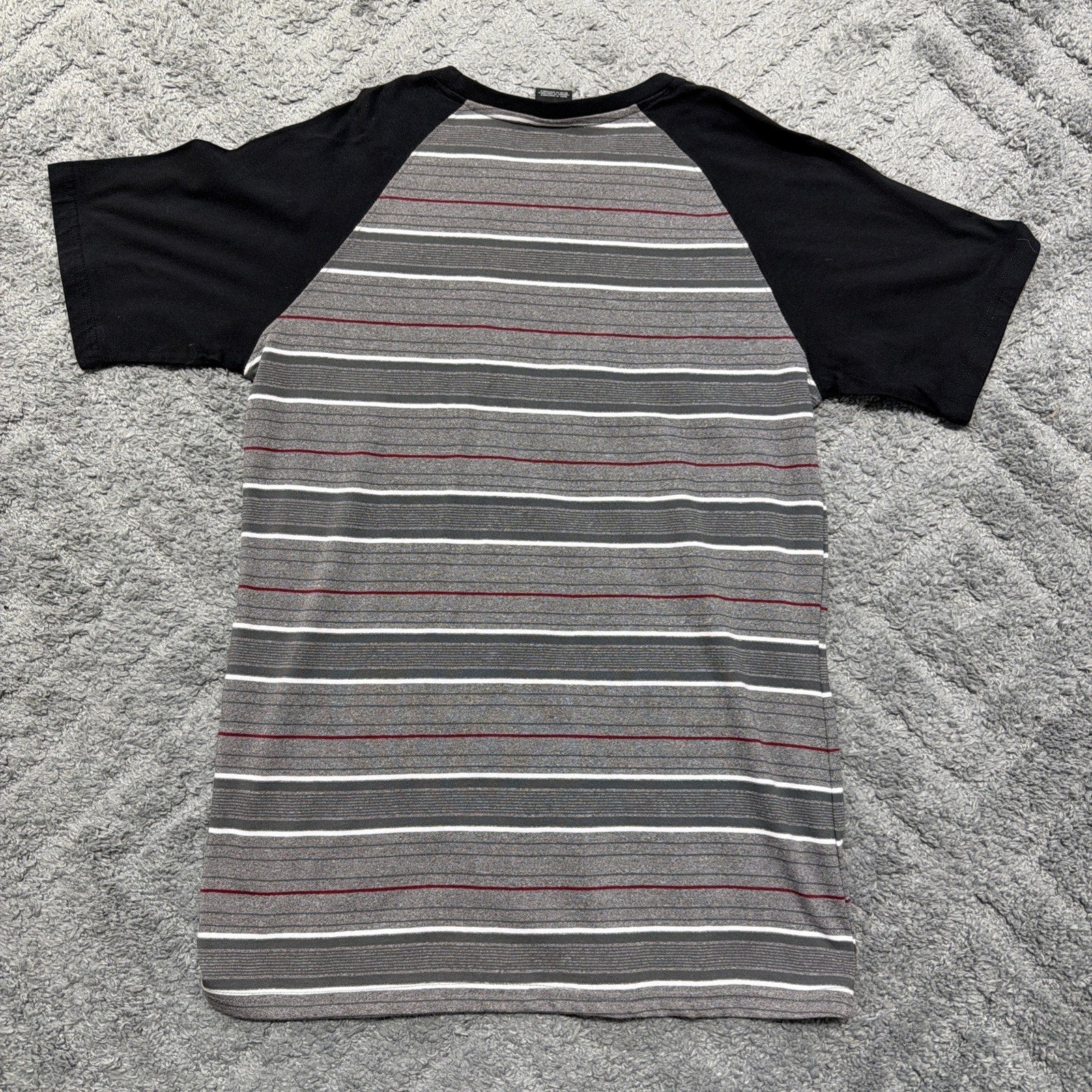 Zoo York - T-Shirt - Mens Large - Gray Black Red White- Striped NWT