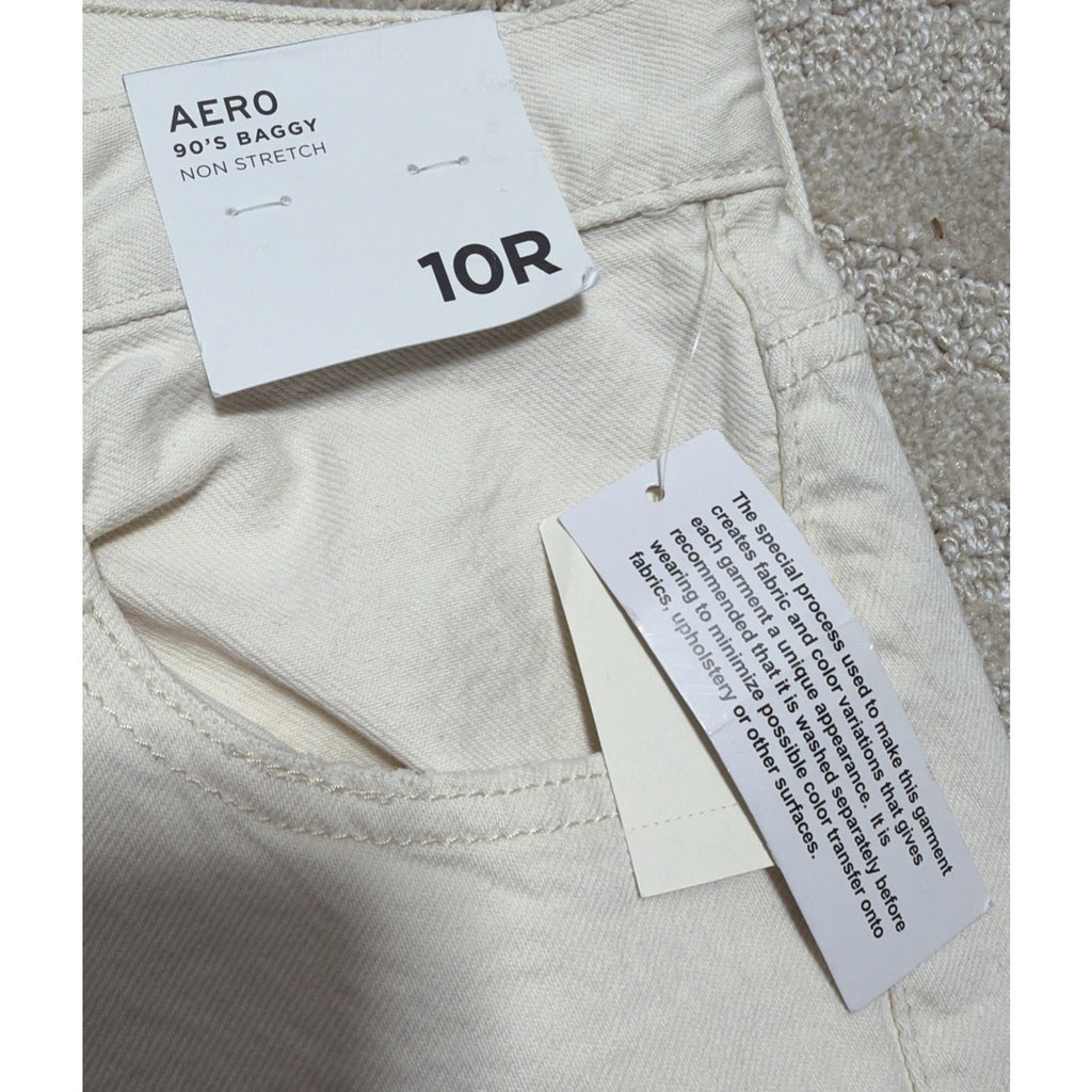 Aeropostale Women's 90s High Rise Baggy Jeans In Cream Size 10 NWT 32x31