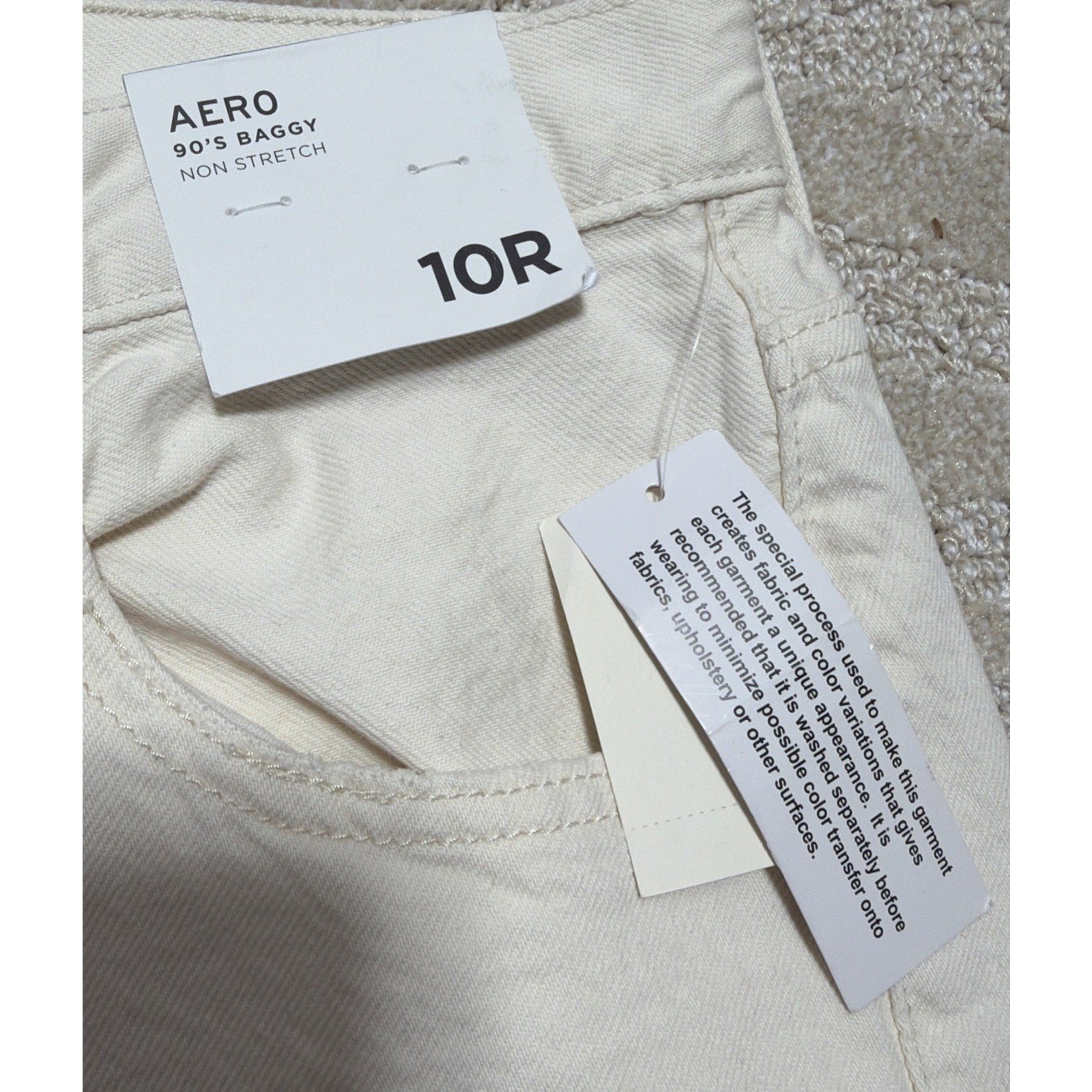 Aeropostale Women's 90s High Rise Baggy Jeans In Cream Size 10 NWT 32x31