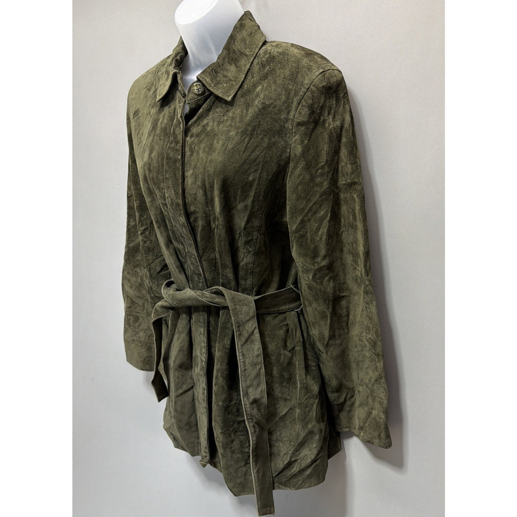 Valerie Stevens Separates Suede Leather Jacket Belted Button Up Womens M