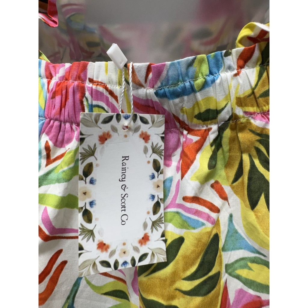 Rainey & Scott Co Floral Cotton Maxi Dress Sz S Ruffle Strap Summer Boho NWT