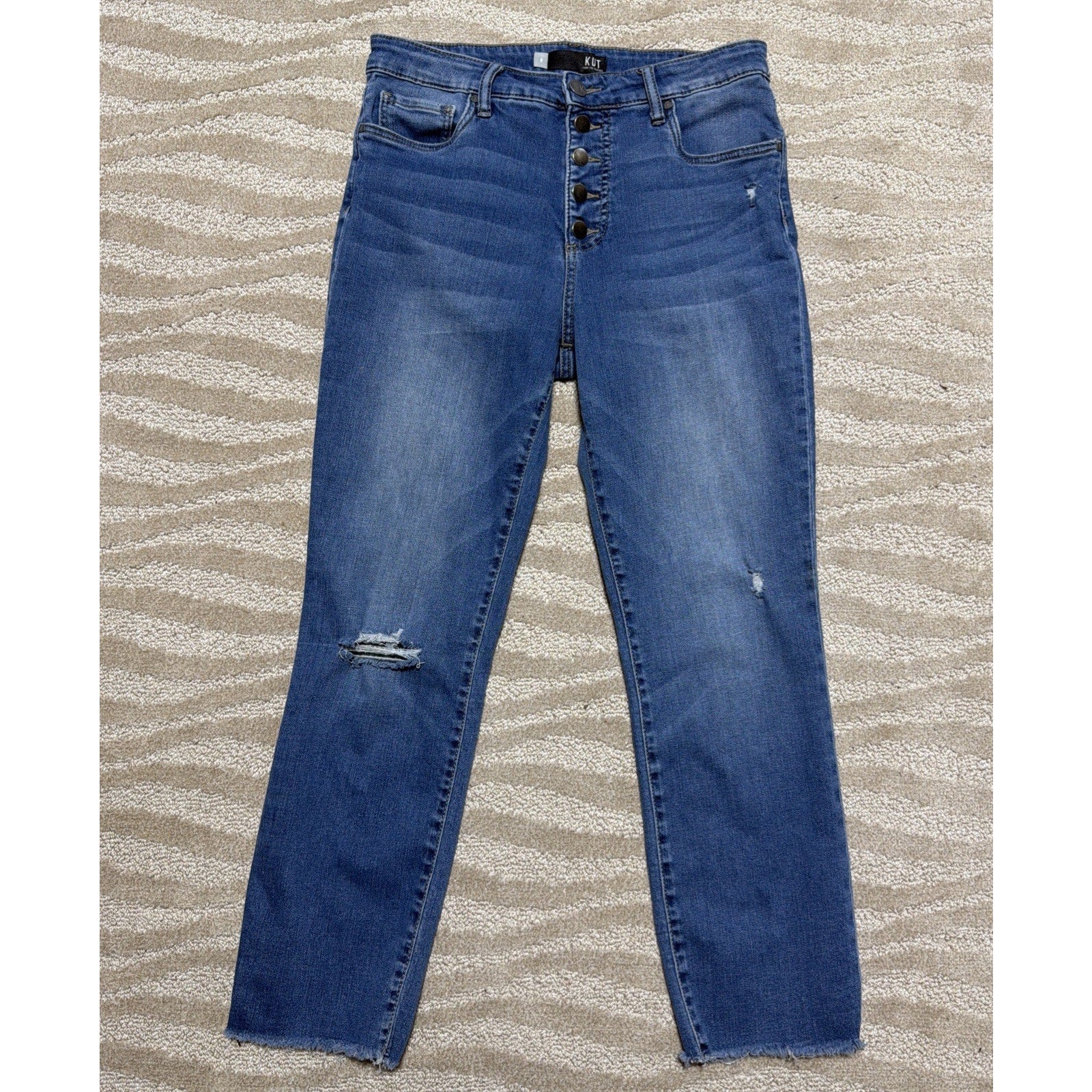 KUT From The Kloth High Rise "Reese" Fab Ab Ankle Straight Jeans Size 8