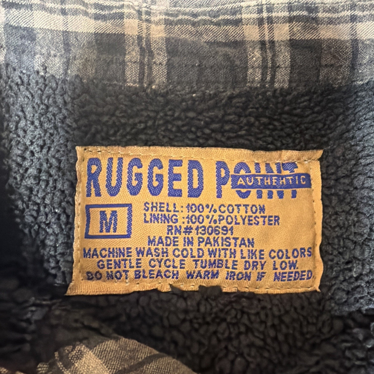 Men's Rugged Point Authentic Gray Plaid Sherpa Fleece Full Zip Shacket Size M