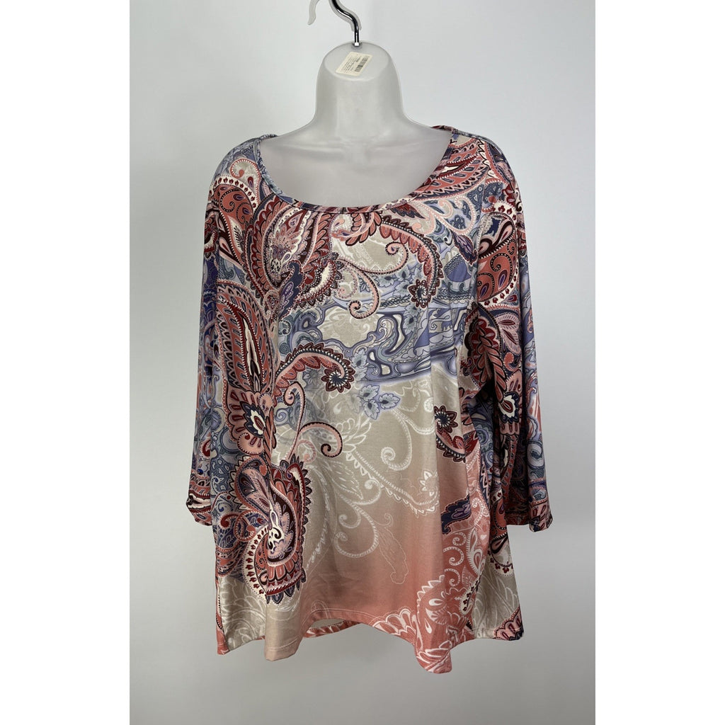 NWT Westport Multicolor Blouse 3X Embellished 3/4 Sleeve