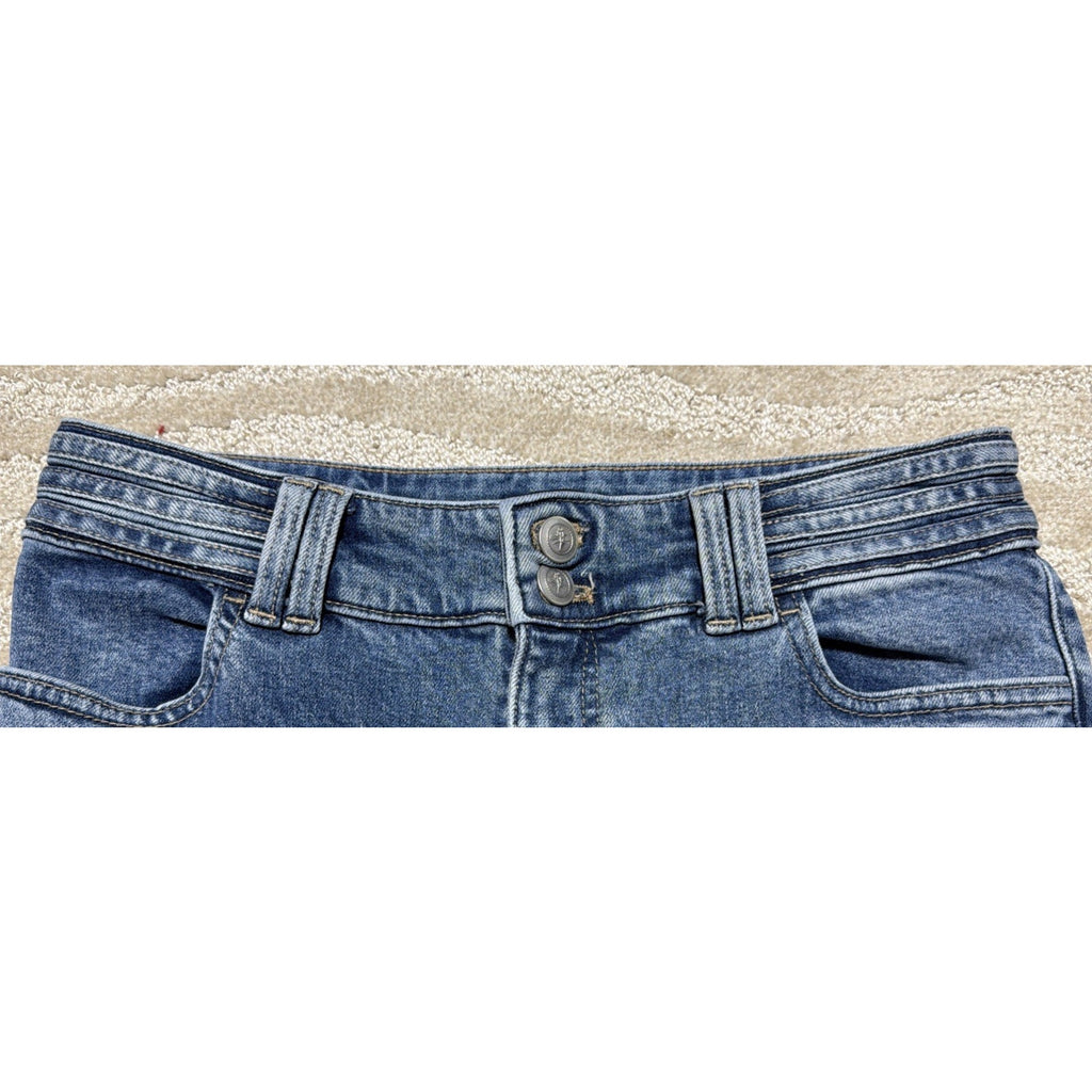 Talbots Womens 8P Blue Cotton Denim High Waist Flare Band Waist Jeans Stretch
