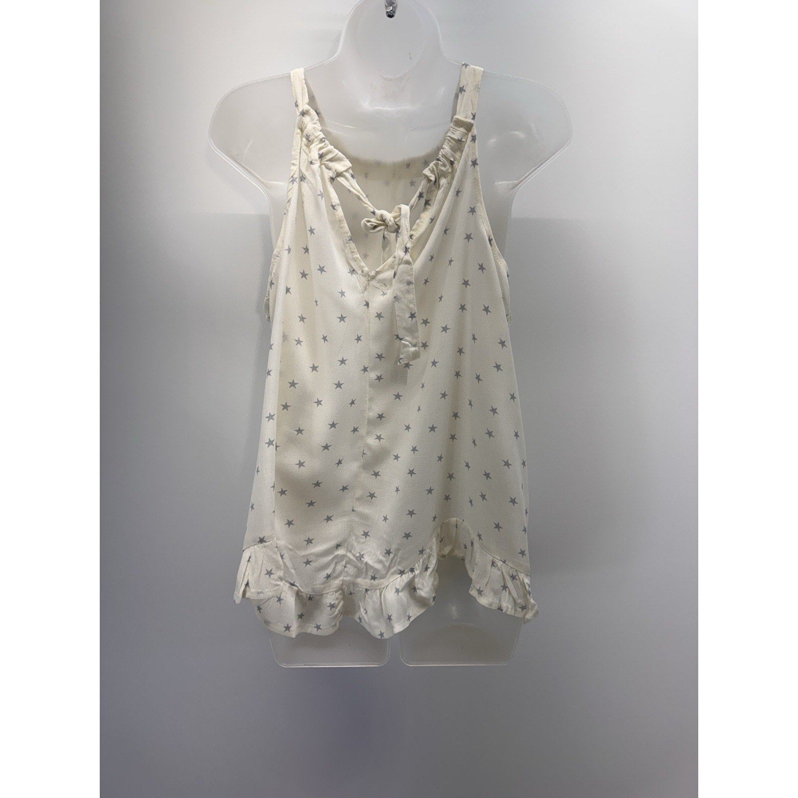 Maurices Ivory Gray Stars Halter Top Boho Ruffled Women’s Size Large NWT