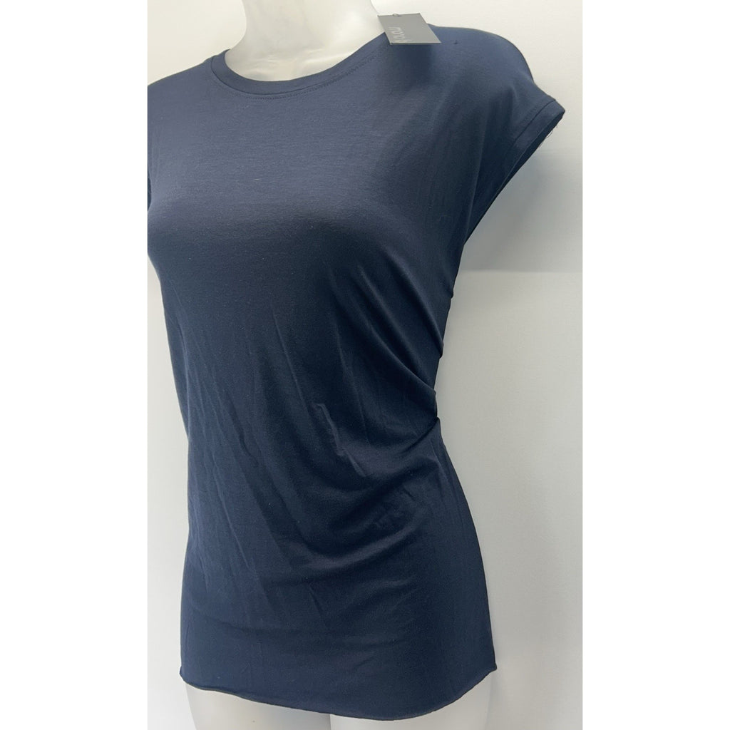 Women’s Mono b Size Large Tencel Hi-Lo Dark Navy Shirt New With Tag.