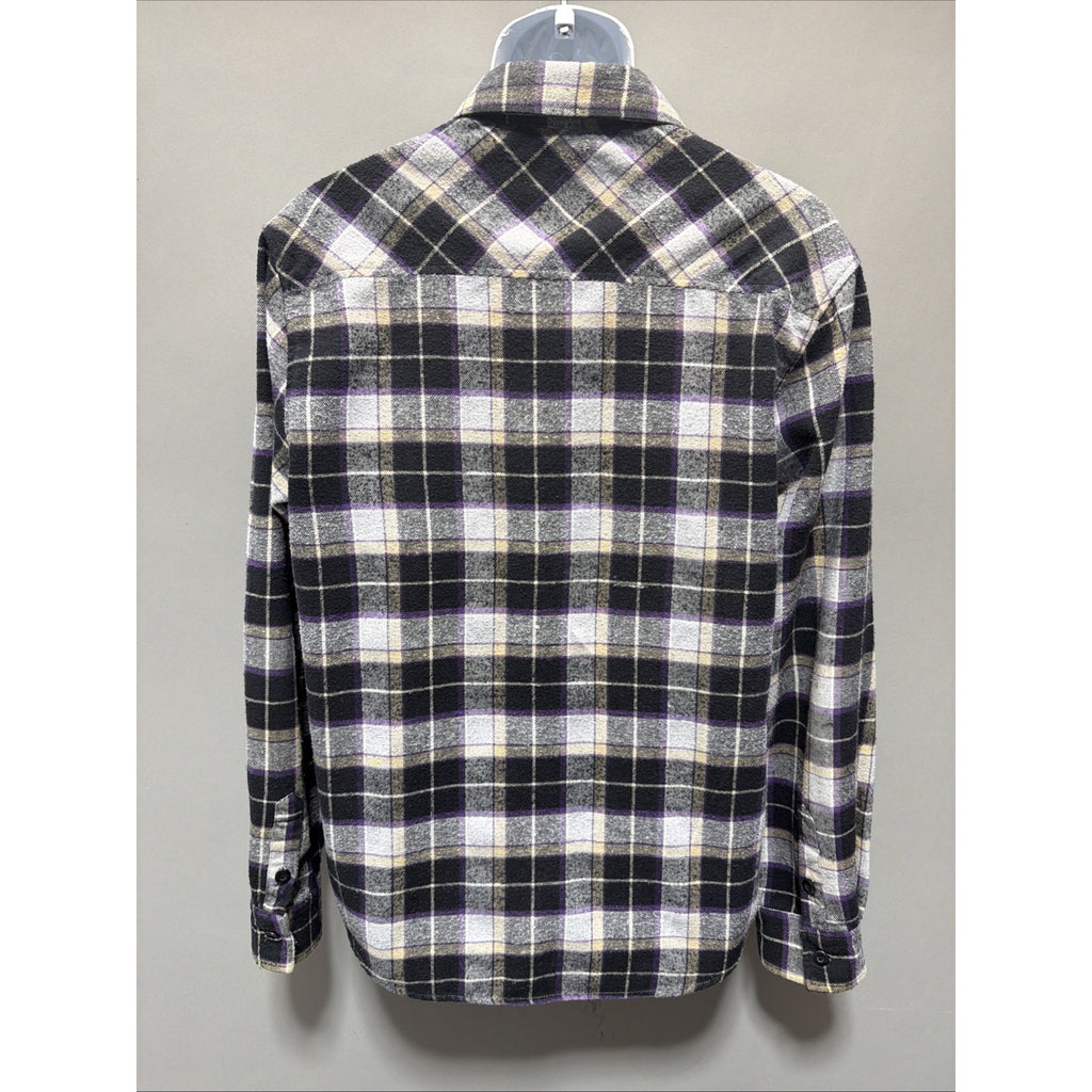 ELixir Plaid Purple Heavyweight Flannel Shirt Double Pocket Commuter Button Up L