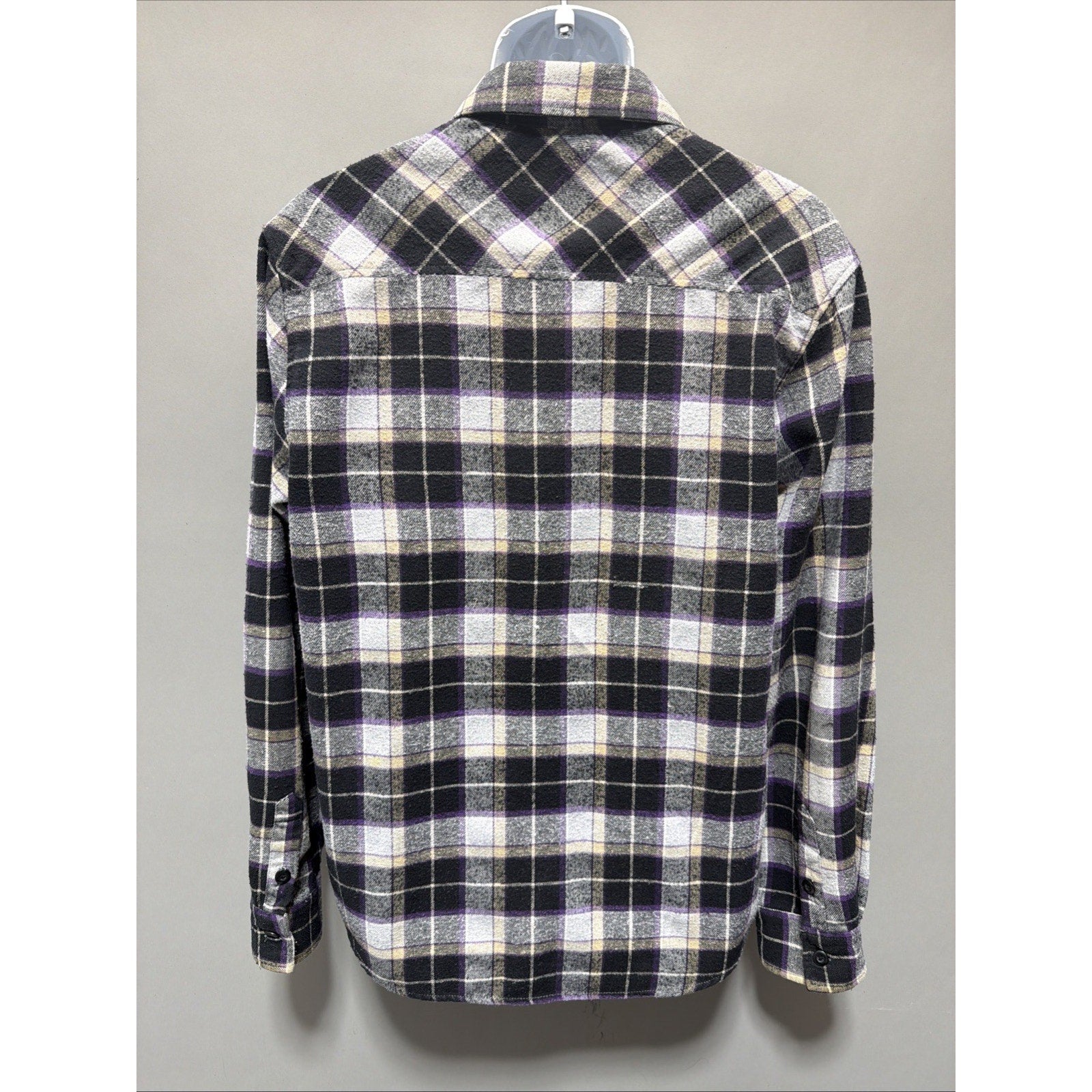 ELixir Plaid Purple Heavyweight Flannel Shirt Double Pocket Commuter Button Up L
