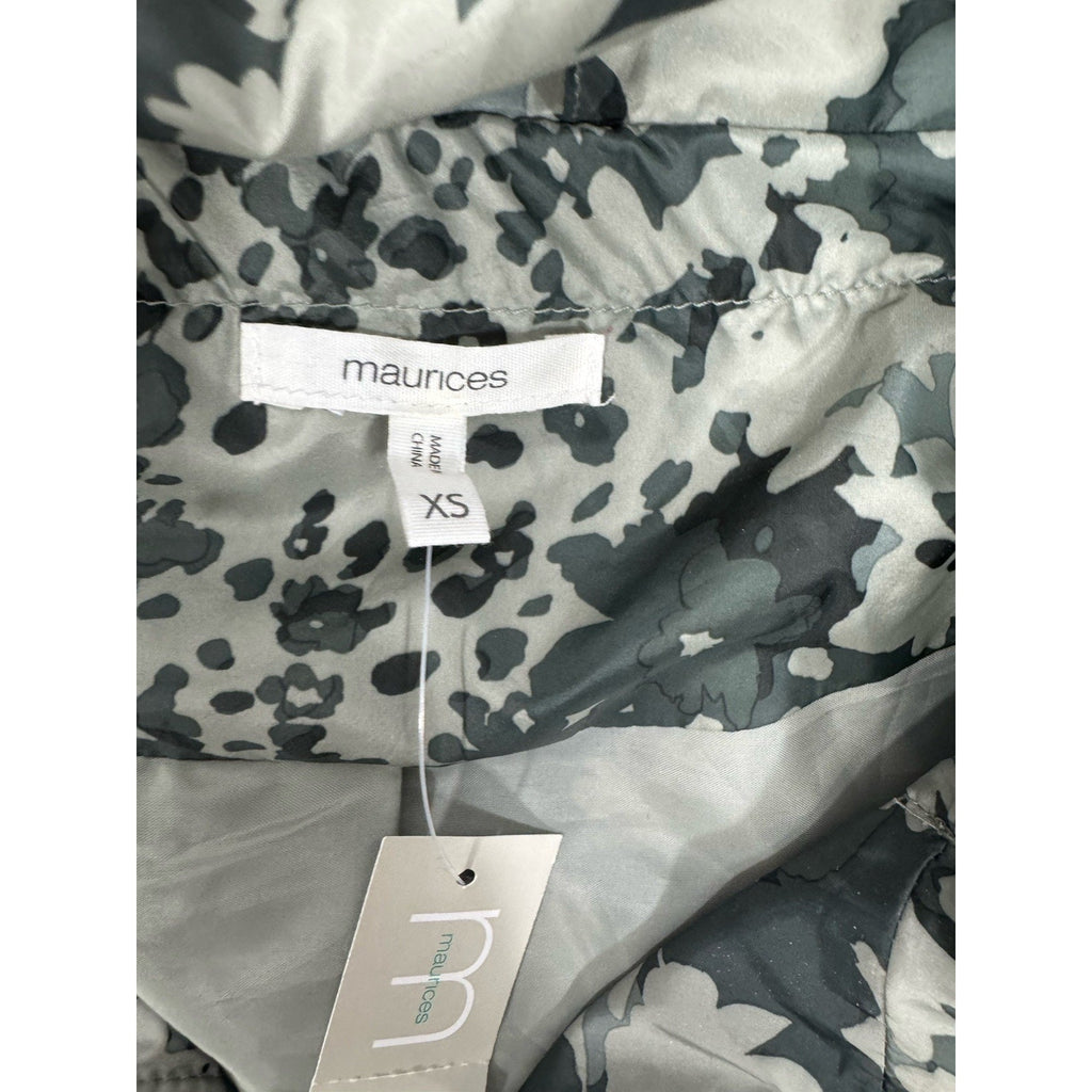 Maurices Green Camo Floral Cinch Waist Windbreaker Jacket Size Small