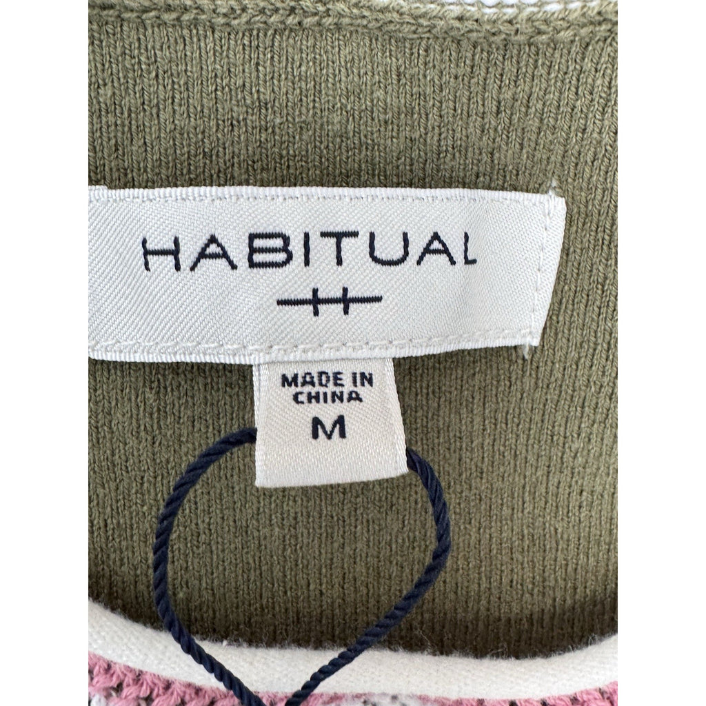 HABITUAL Crochet Trim Cotton Spandex Blend Sweater Tank Green Women’s Size M NWT