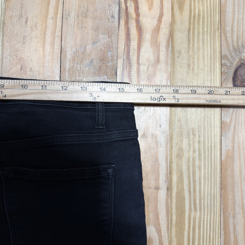 Flying Monkey Womens Hig Rise Slim Crop Jeans 30 Black Stretch Denim Raw Hem