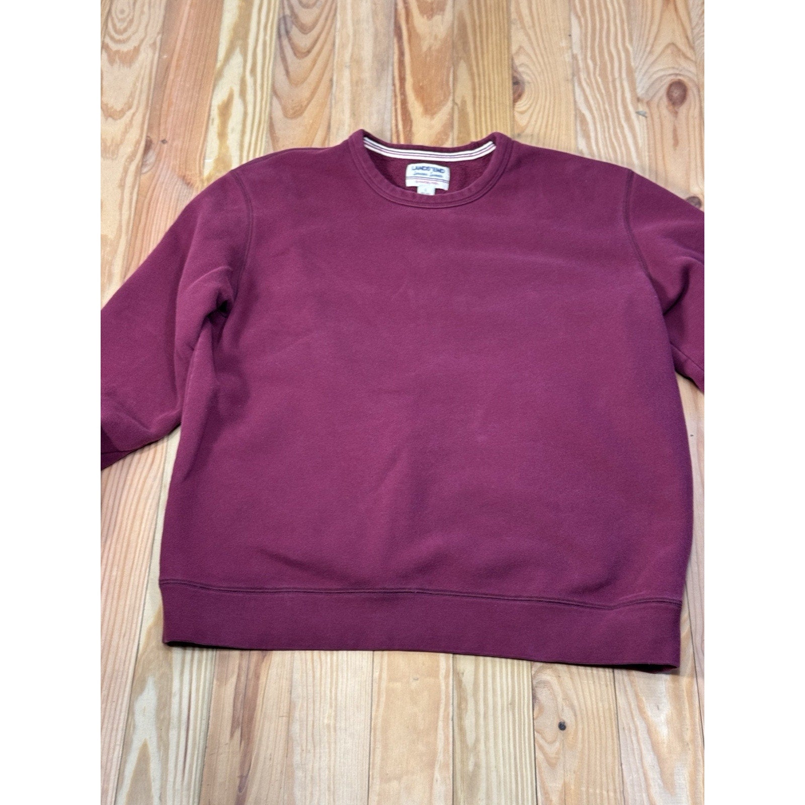 Lands End Vintage Chunky Cotton Crewneck Knit Sweater Burgundy XX-Large