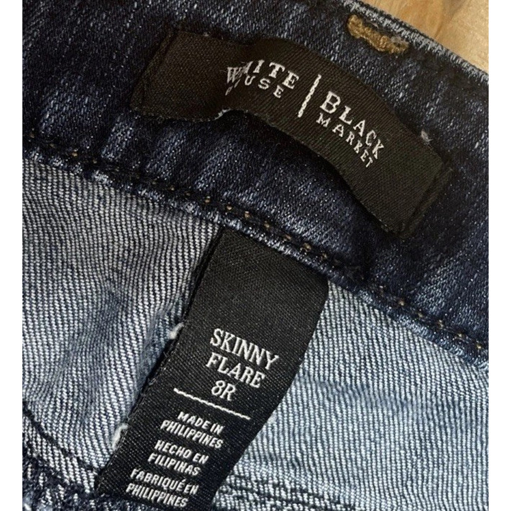 White House Black Market Denim Jeans 8R Women Blue Skinny Flare