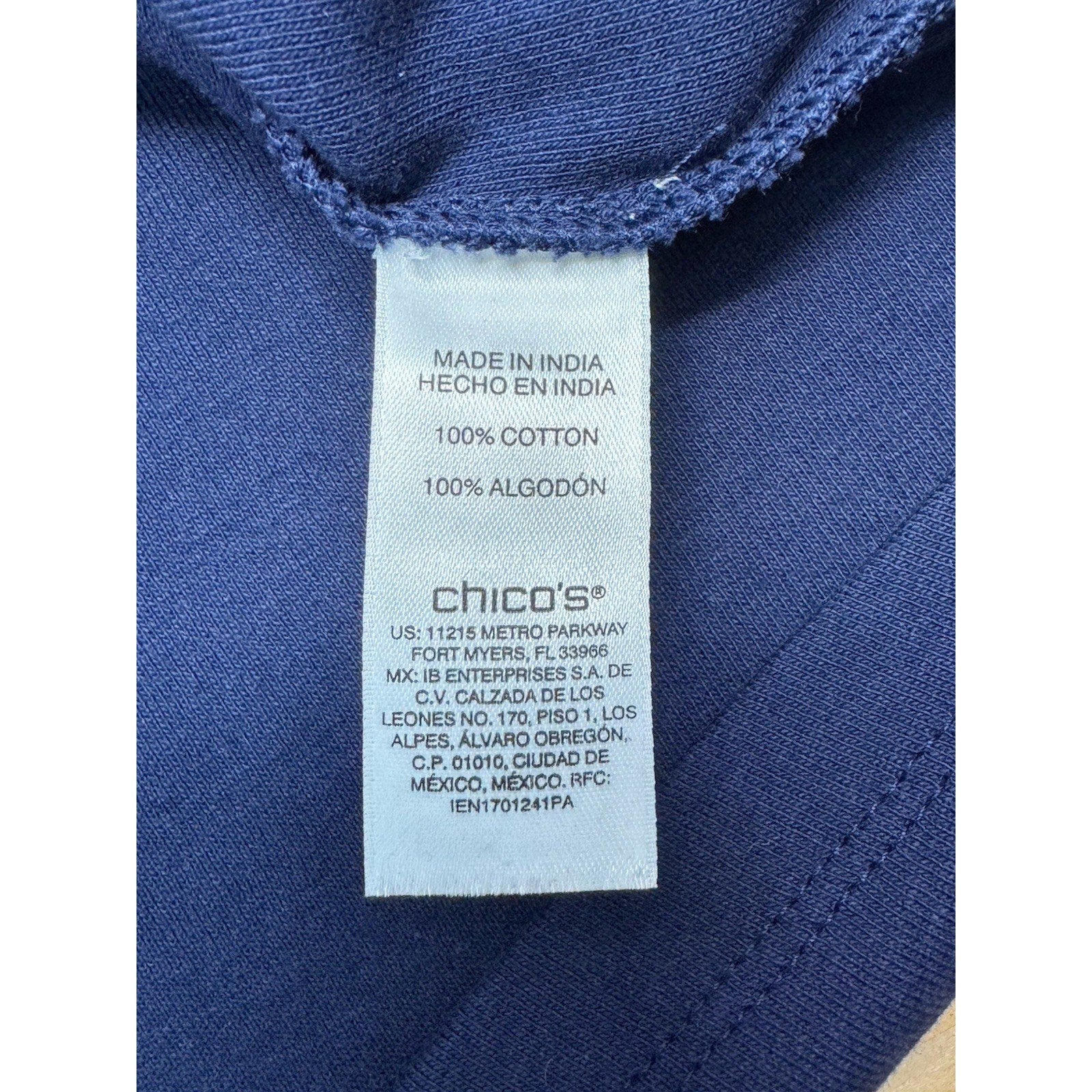 Chico's Navy Blue 100% Cotton Knit Pullover Sweater Women’s Size 2 Large