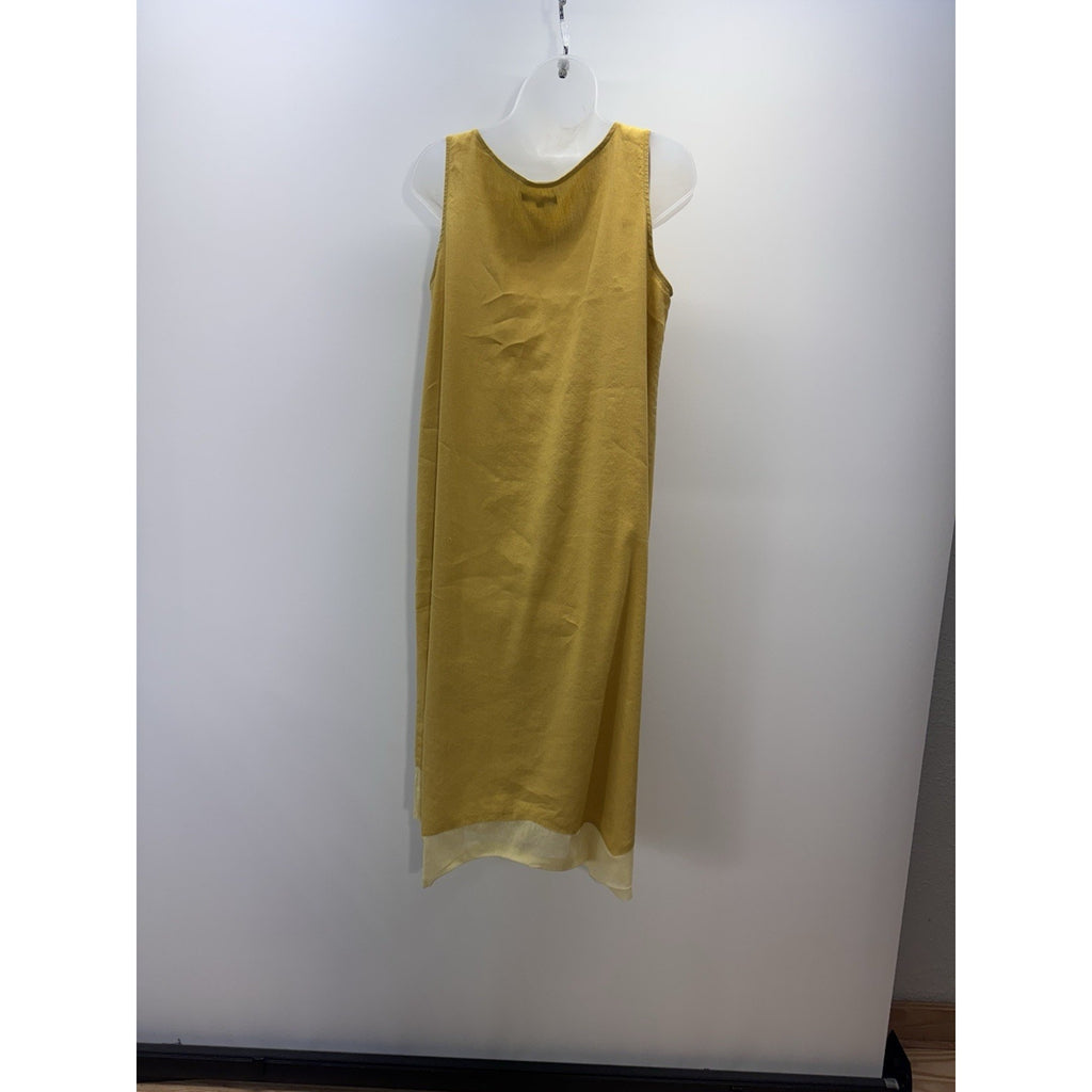 For Cynthia (Rowley) Linen Blend Mustard Women's Asymmetrical Dress Size Medium