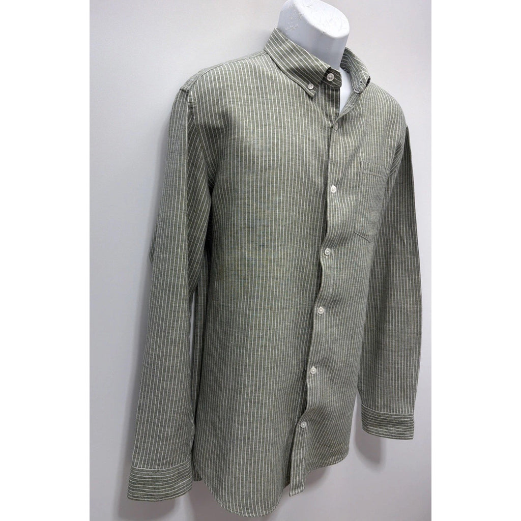 Men’s Shirt Banana Republics Slim Fit Linen Striped Green XL
