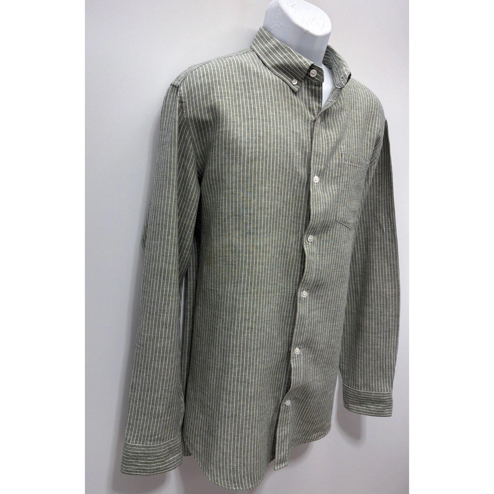 Men’s Shirt Banana Republics Slim Fit Linen Striped Green XL