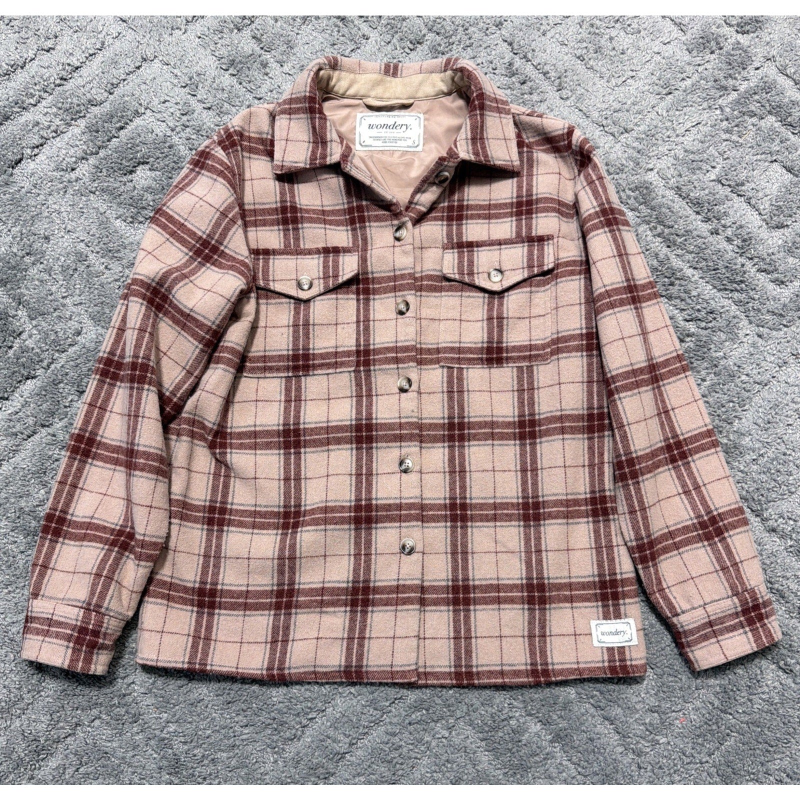 Rei Wondery Wool Blend Plaid Shirt Small Tan Honey Your Soul Is Golden Shacket
