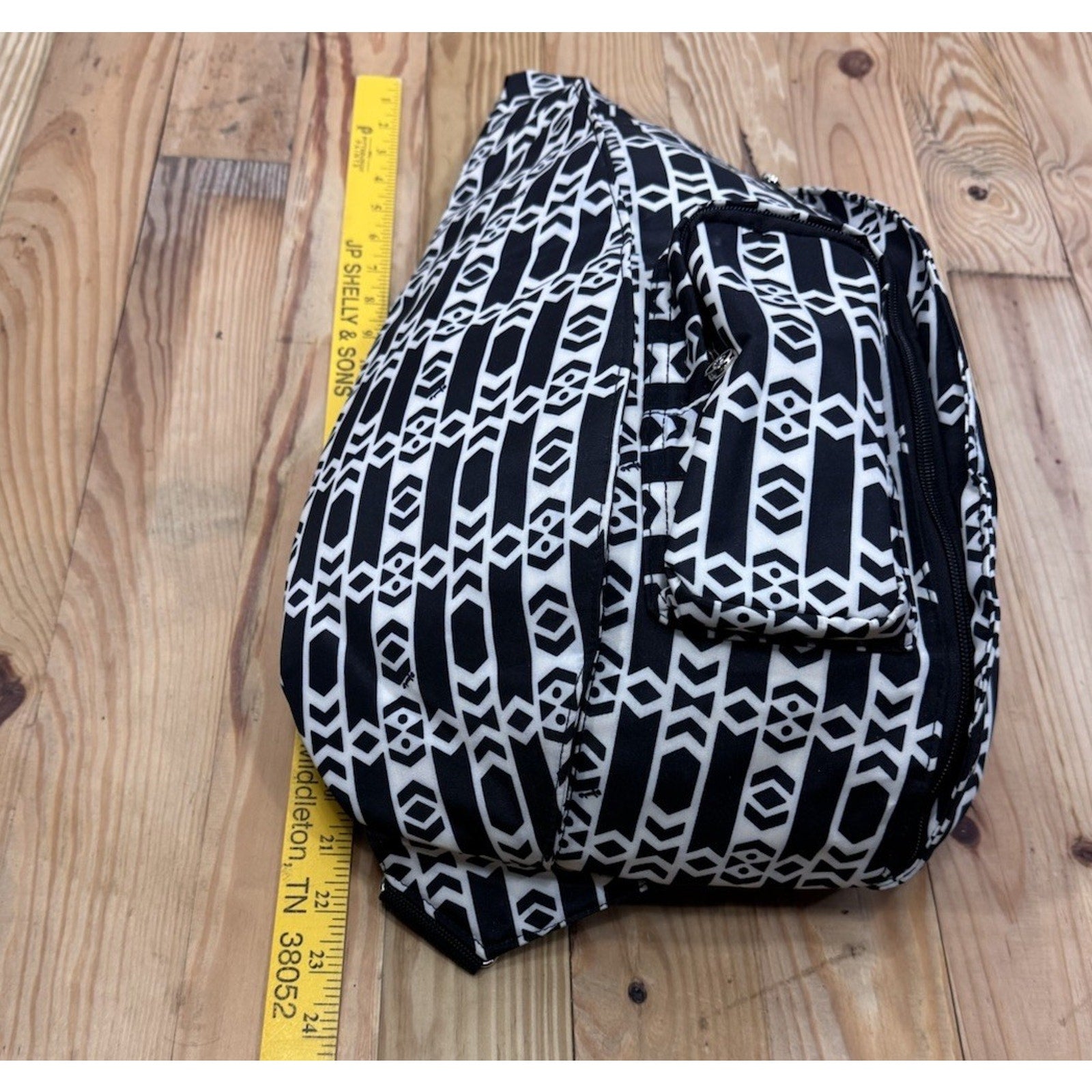 Initials Sling Backpack in Abstract Black And White Waterproof Pockets NWOT