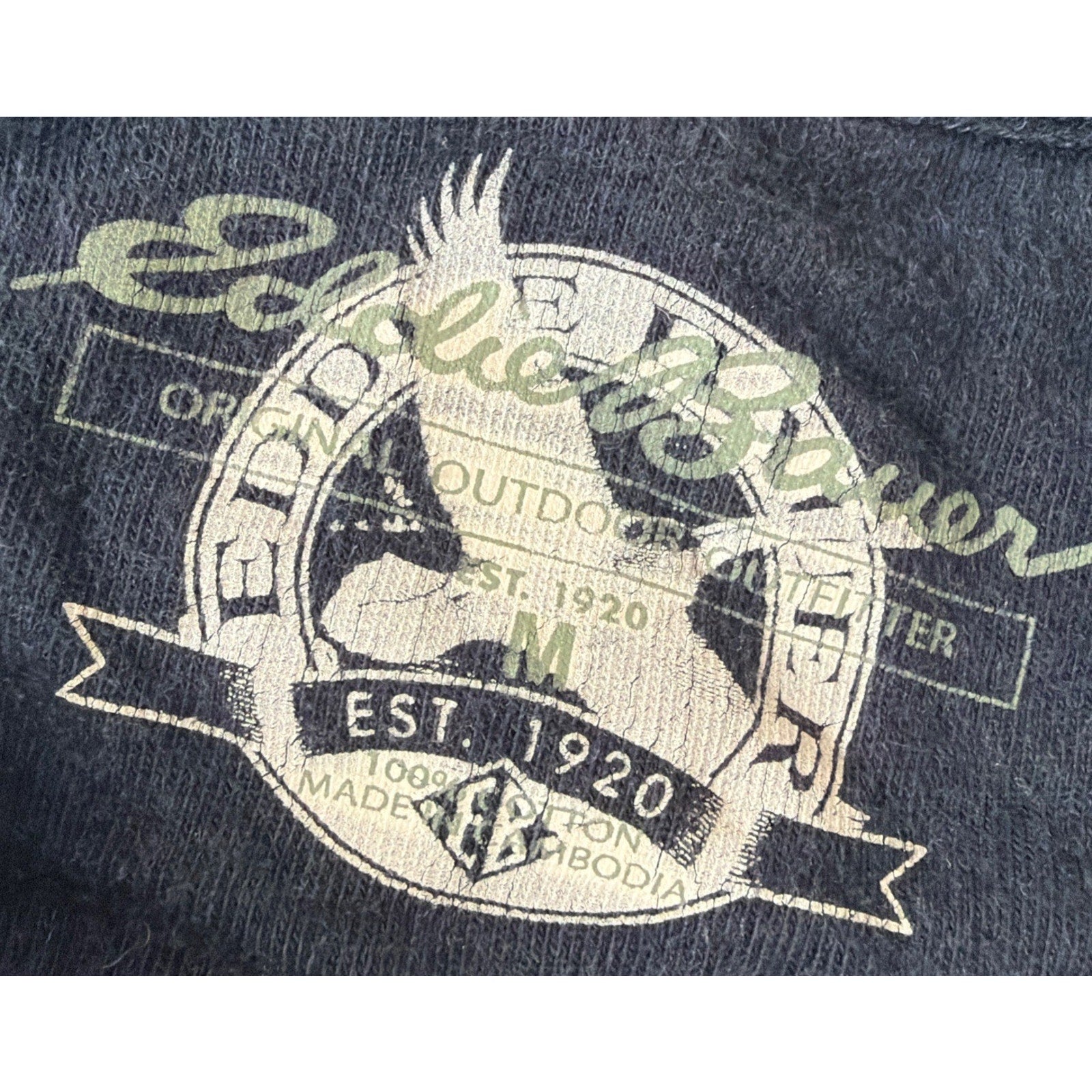 Men's Navy Blue Eddie Bauer Waffle Knit Shirt Long Sleeve 100% Cotton Size M Y2K