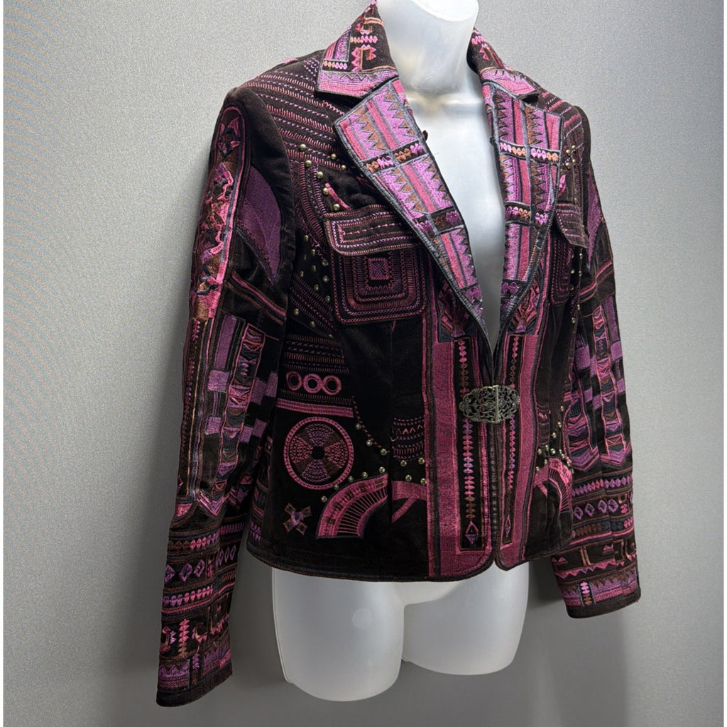 Vtg Peter Nygard Women’s Velvet Embroidered Blazer Victorian whimsigoth Size 8