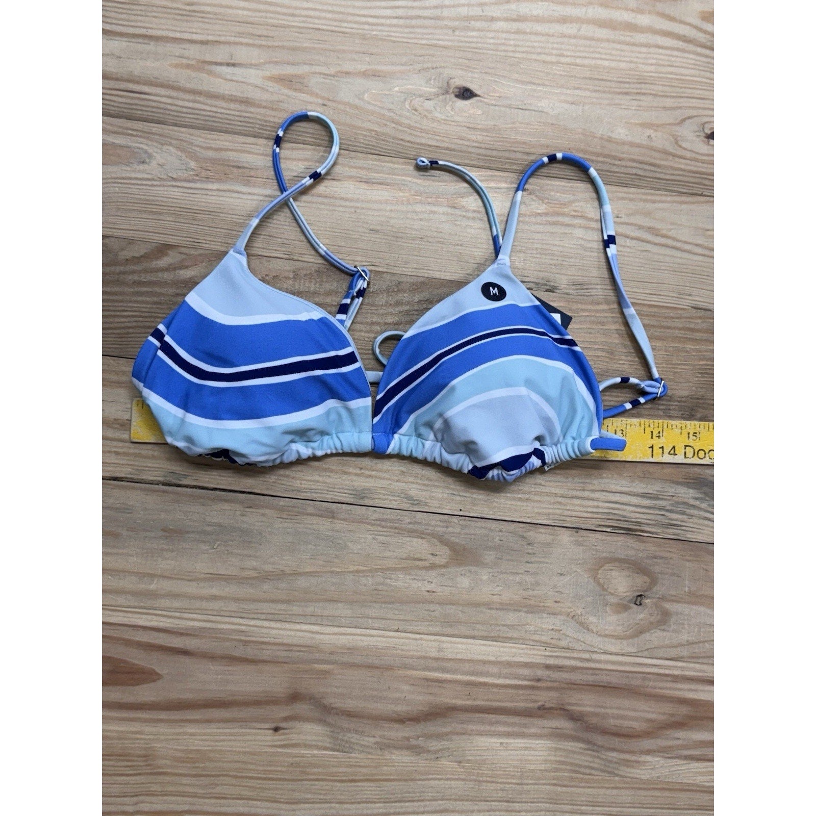 Holister Bikini One Piece Swimsuit Top Blue Striped Women’s Size Medium NWT