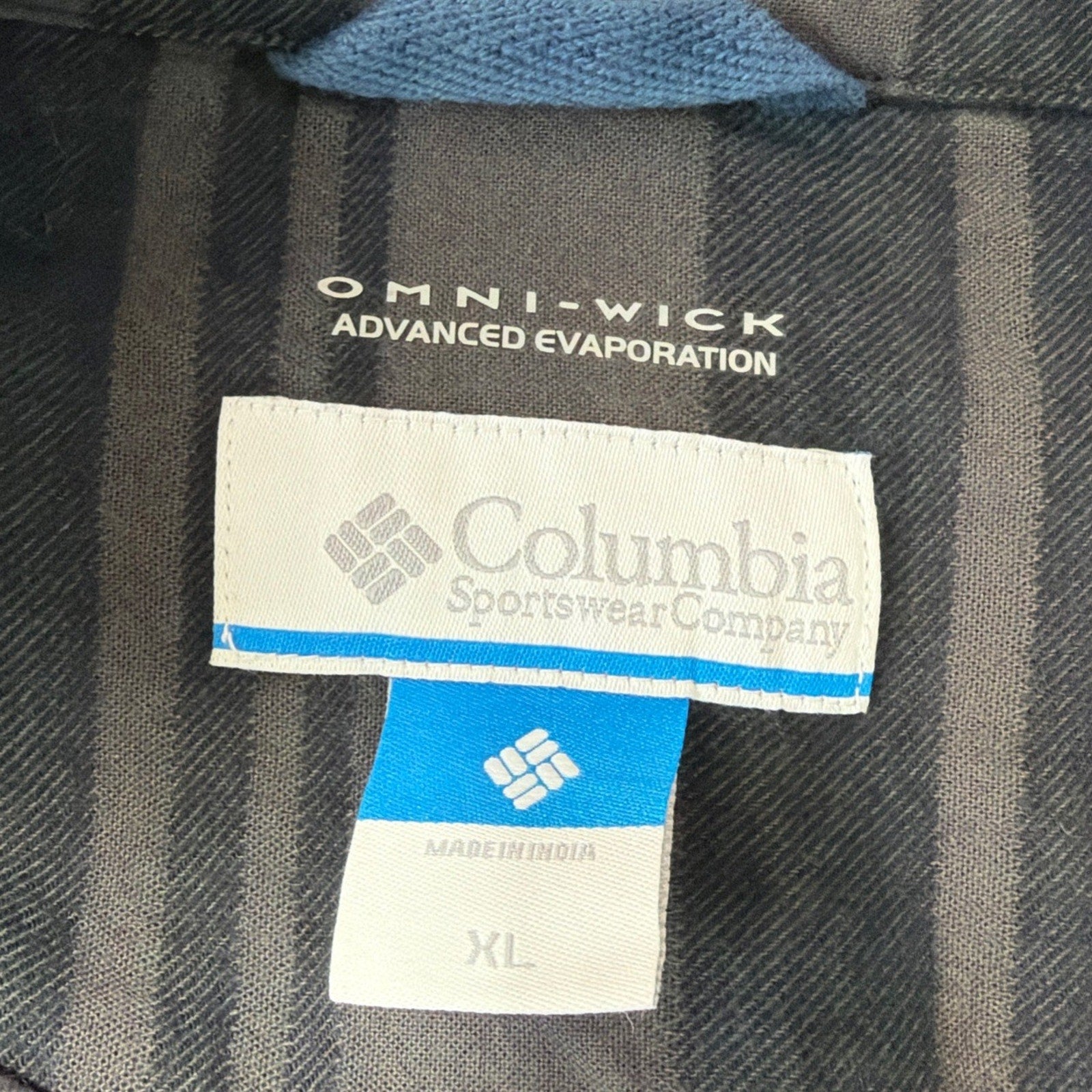 Columbia Omni-Wick men’s XL black gray long sleeve Flannel shirt pockets