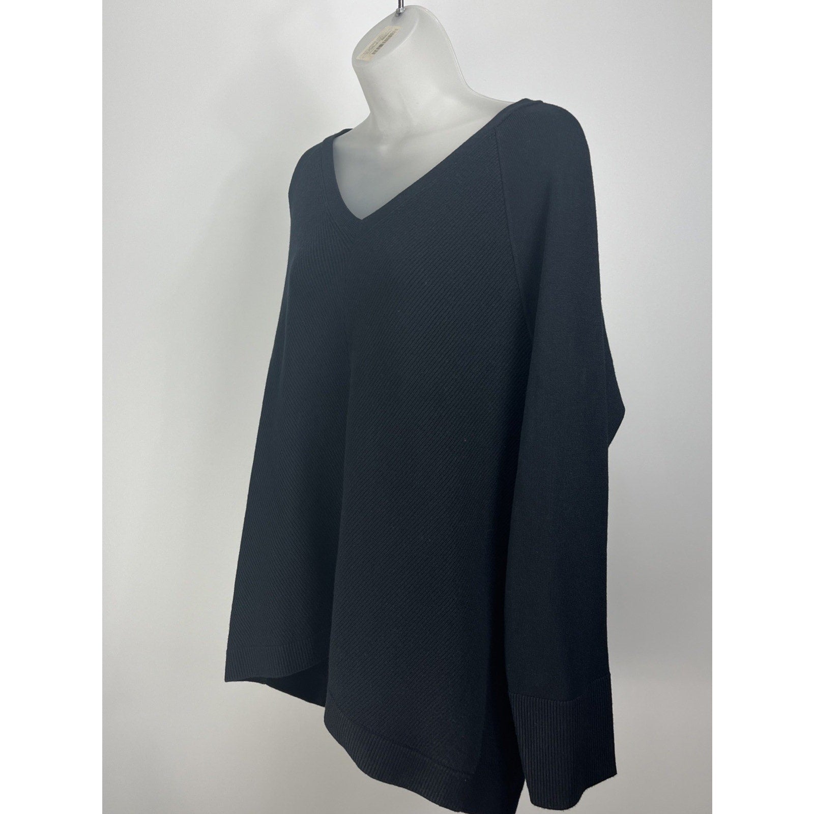 NWT Talbots womens black sweater size XL ribbed long sleeve v neck