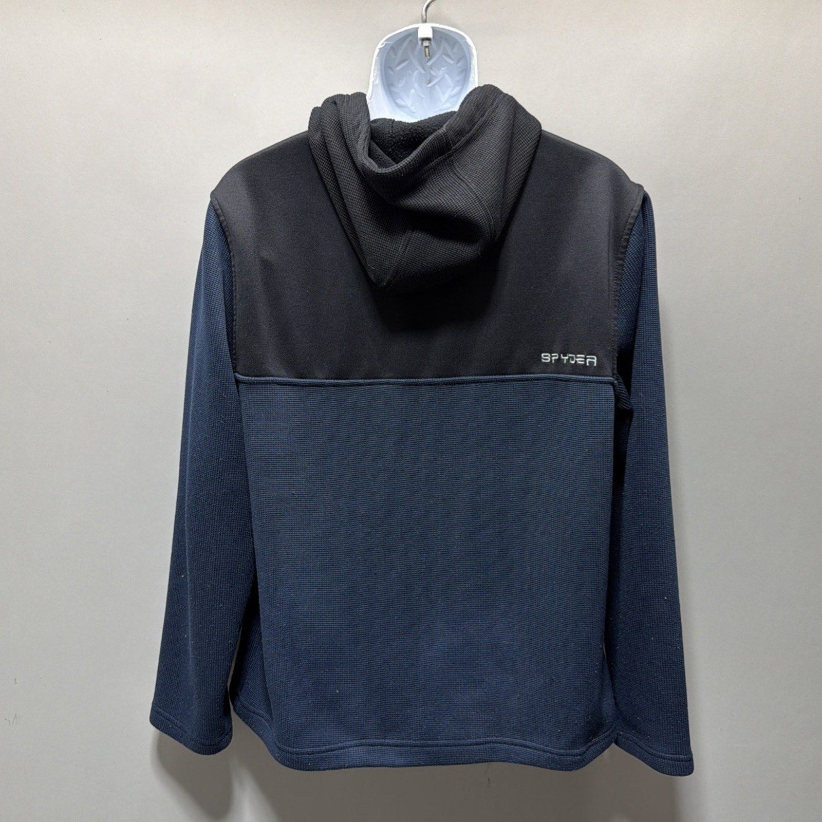 Spyder Black & Blue Waffle Knit 1/4 Zip Hoodie Men's Size Large