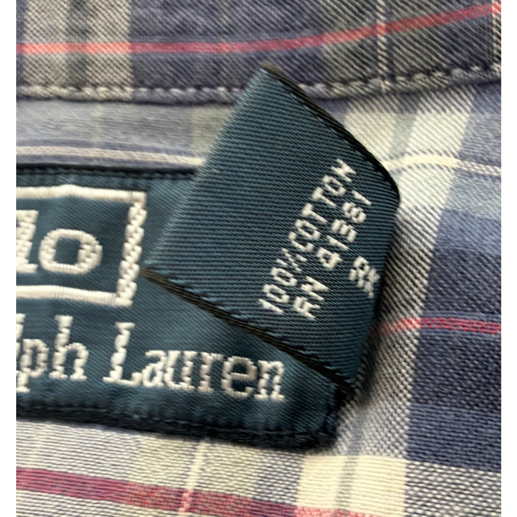 Ralph Lauren Polo Naval Res. Shirt Mens XXL Button Up Plaid Short Sleeve Cotton